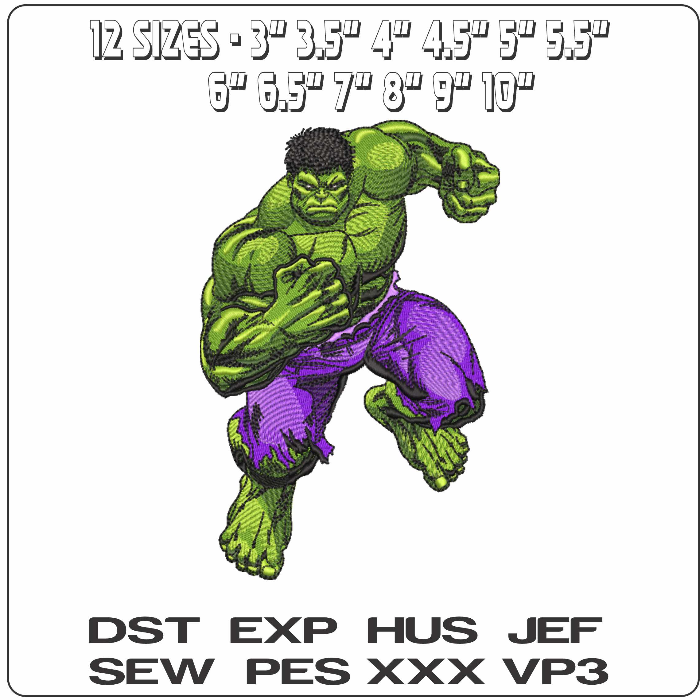 Hulk Angry face ready to punch Marvel  - Elegant embroidery design file-instant download — view 2
