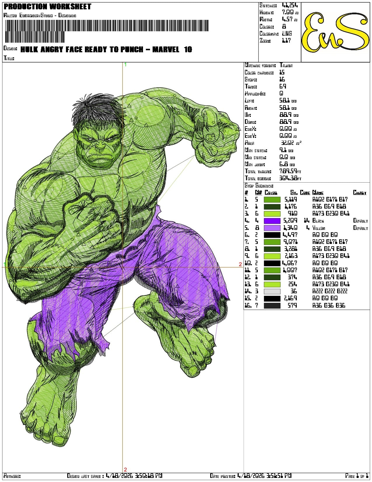 Hulk Angry face ready to punch Marvel  - Elegant embroidery design file-instant download — view 3