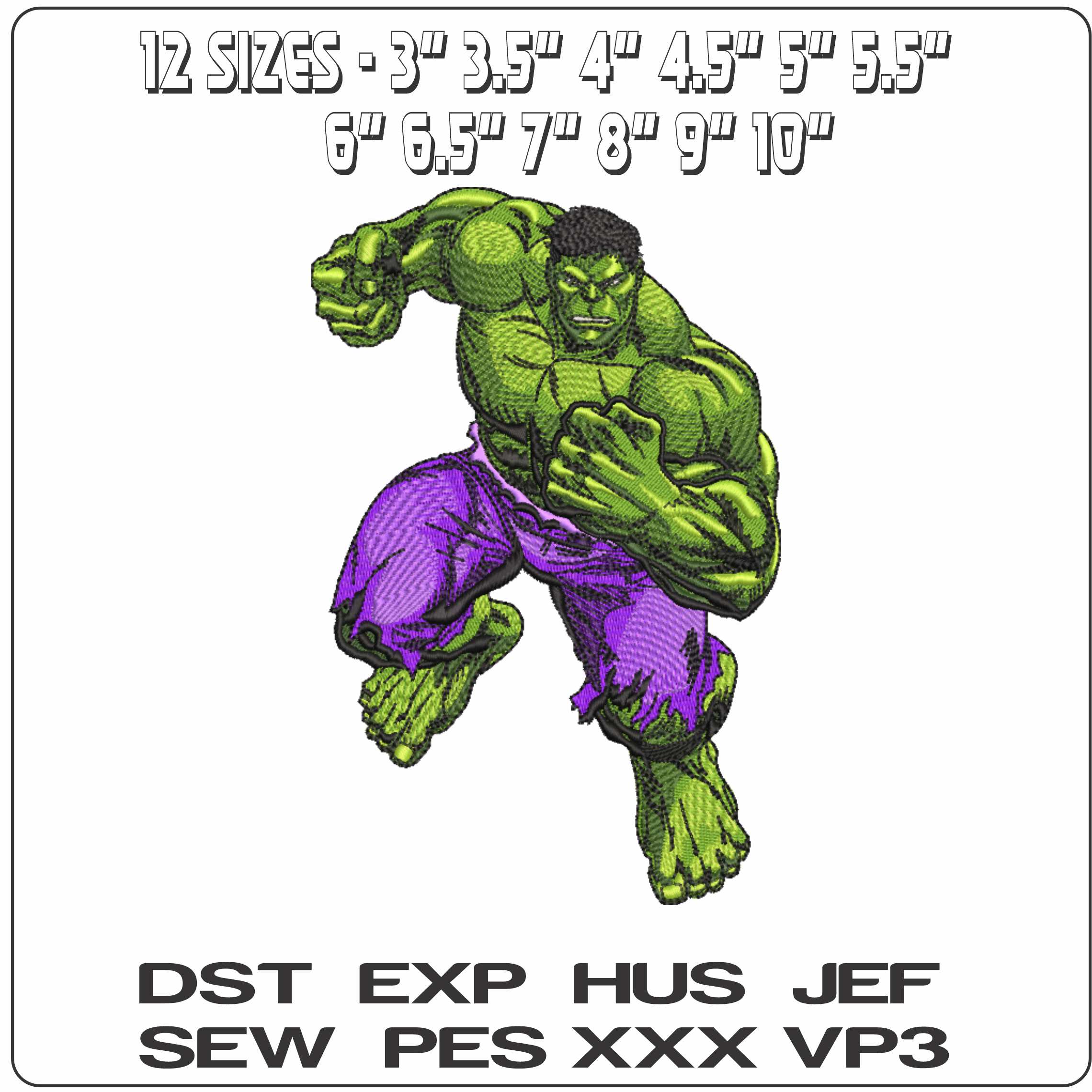 Hulk ready to punch Marvel  - Elegant embroidery design file-instant download — view 2