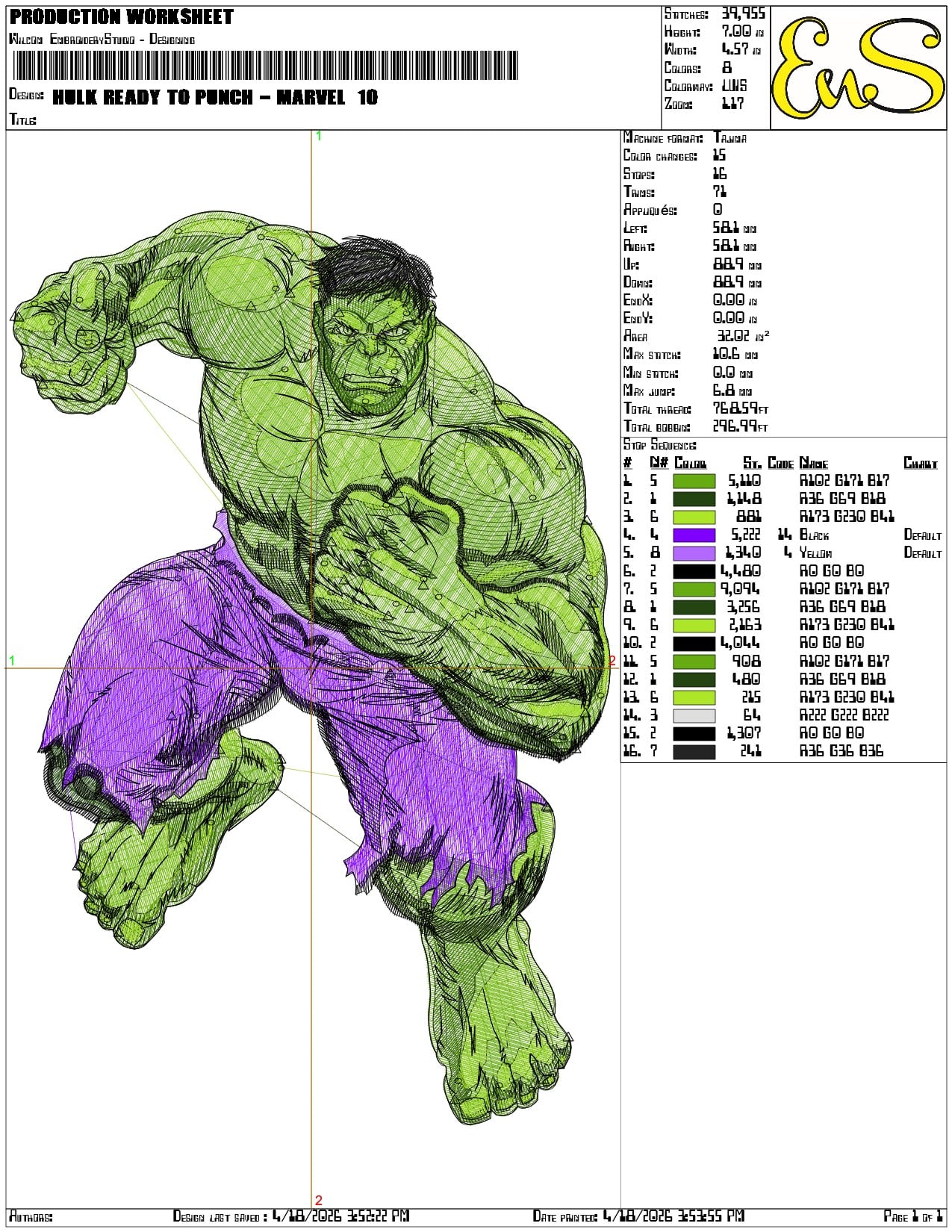 Hulk ready to punch Marvel  - Elegant embroidery design file-instant download — view 3