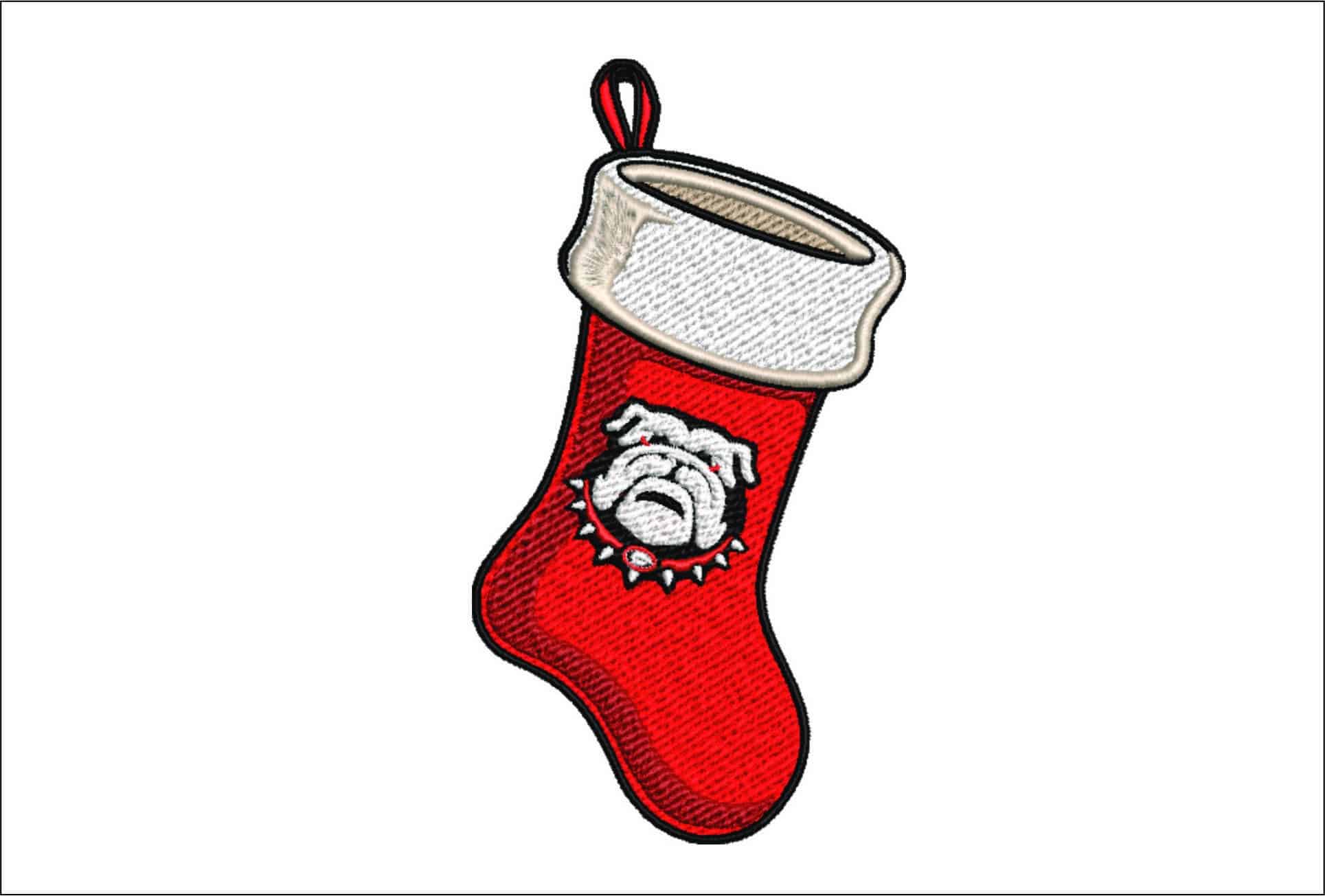 Bulldog Christmas Stocking- embroidery file - instant download in a frame