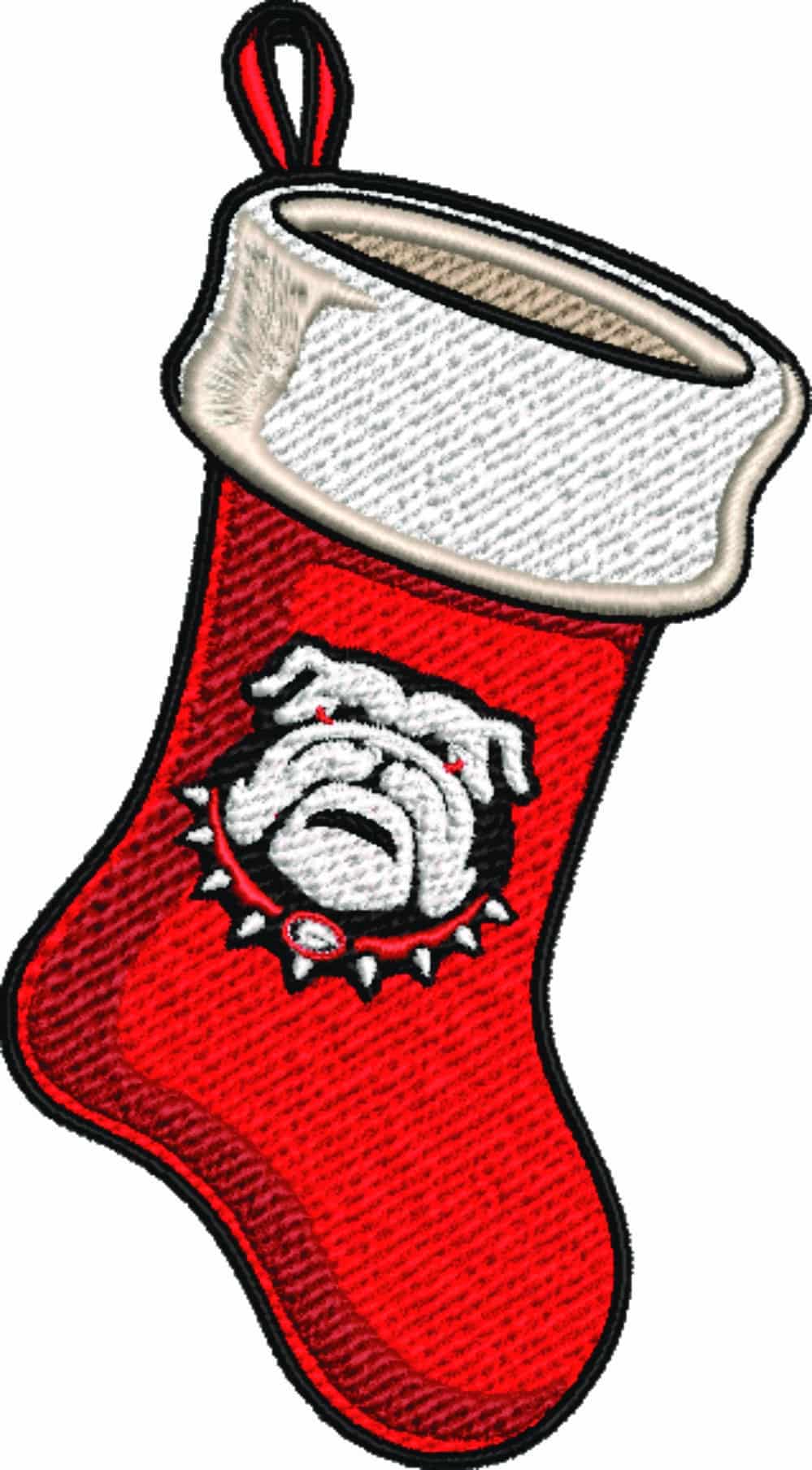 Bulldog Christmas Stocking- embroidery file - instant download in a frame — view 2
