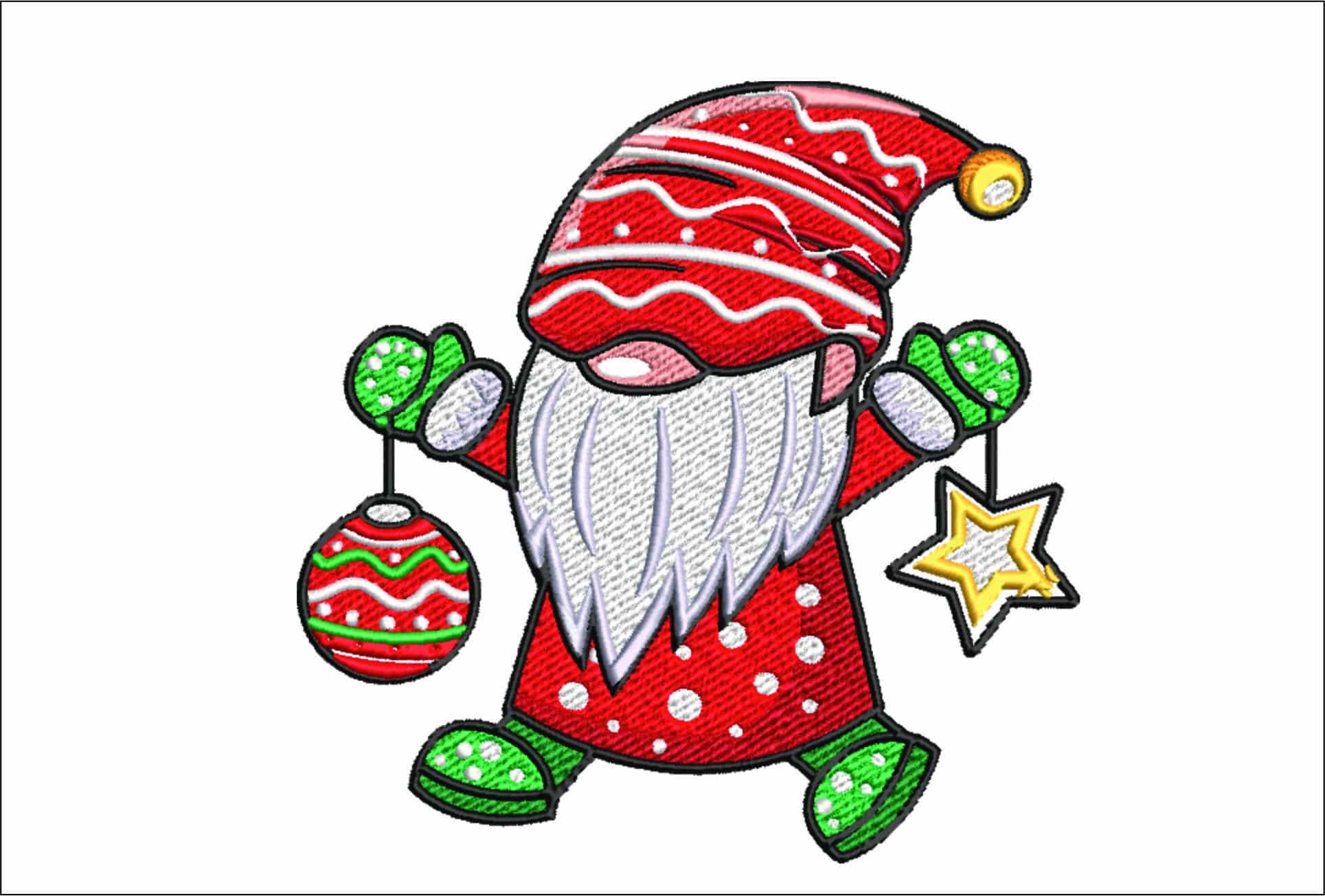 Christmas Gnome with Bubbles- embroidery file - instant download in a frame