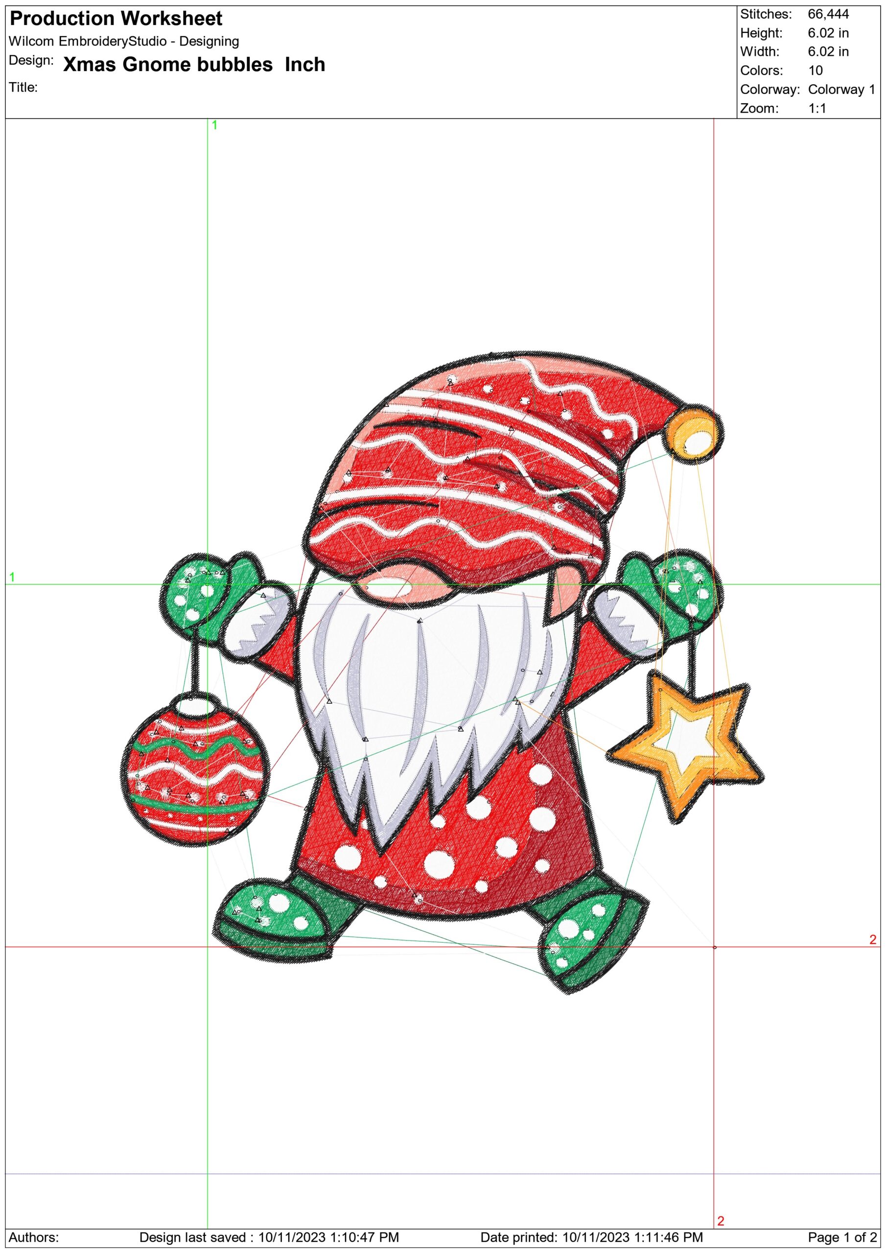 Christmas Gnome with Bubbles- embroidery file - instant download in a frame — view 2