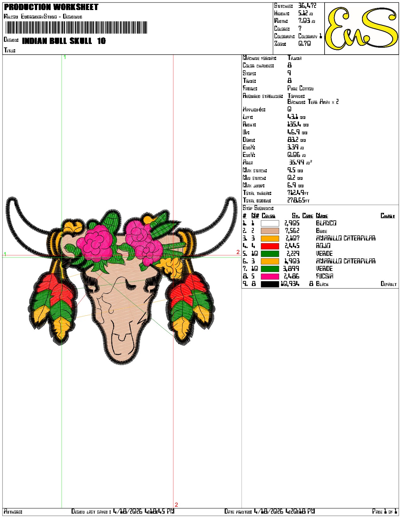 Indian Bull Skull  - Elegant embroidery design file-instant download — view 3
