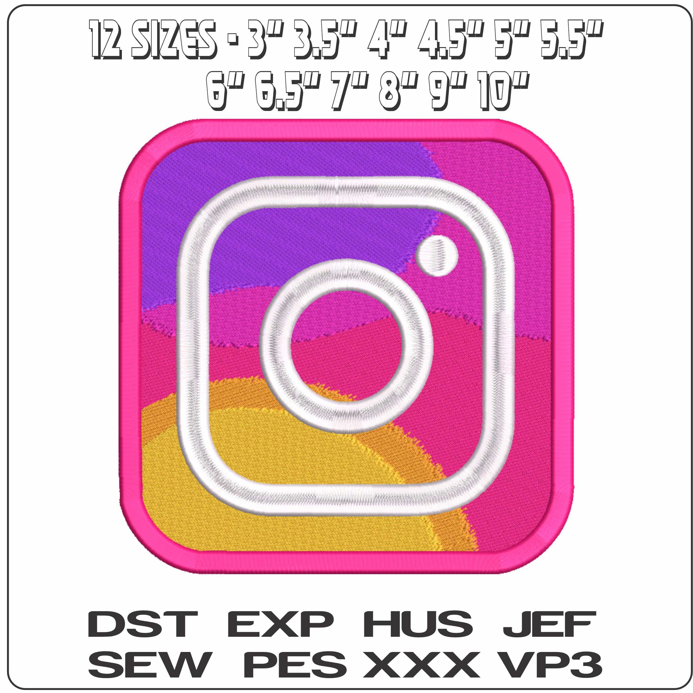 Instagram Patch  - Elegant embroidery design file-instant download — view 2