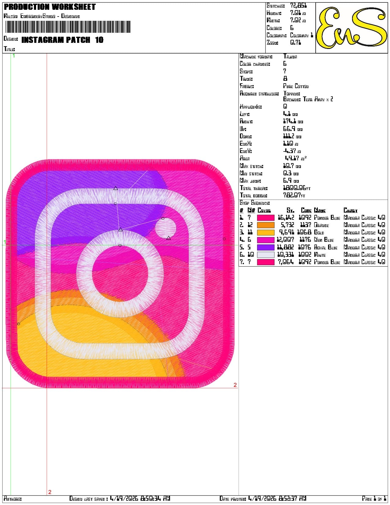 Instagram Patch  - Elegant embroidery design file-instant download — view 3