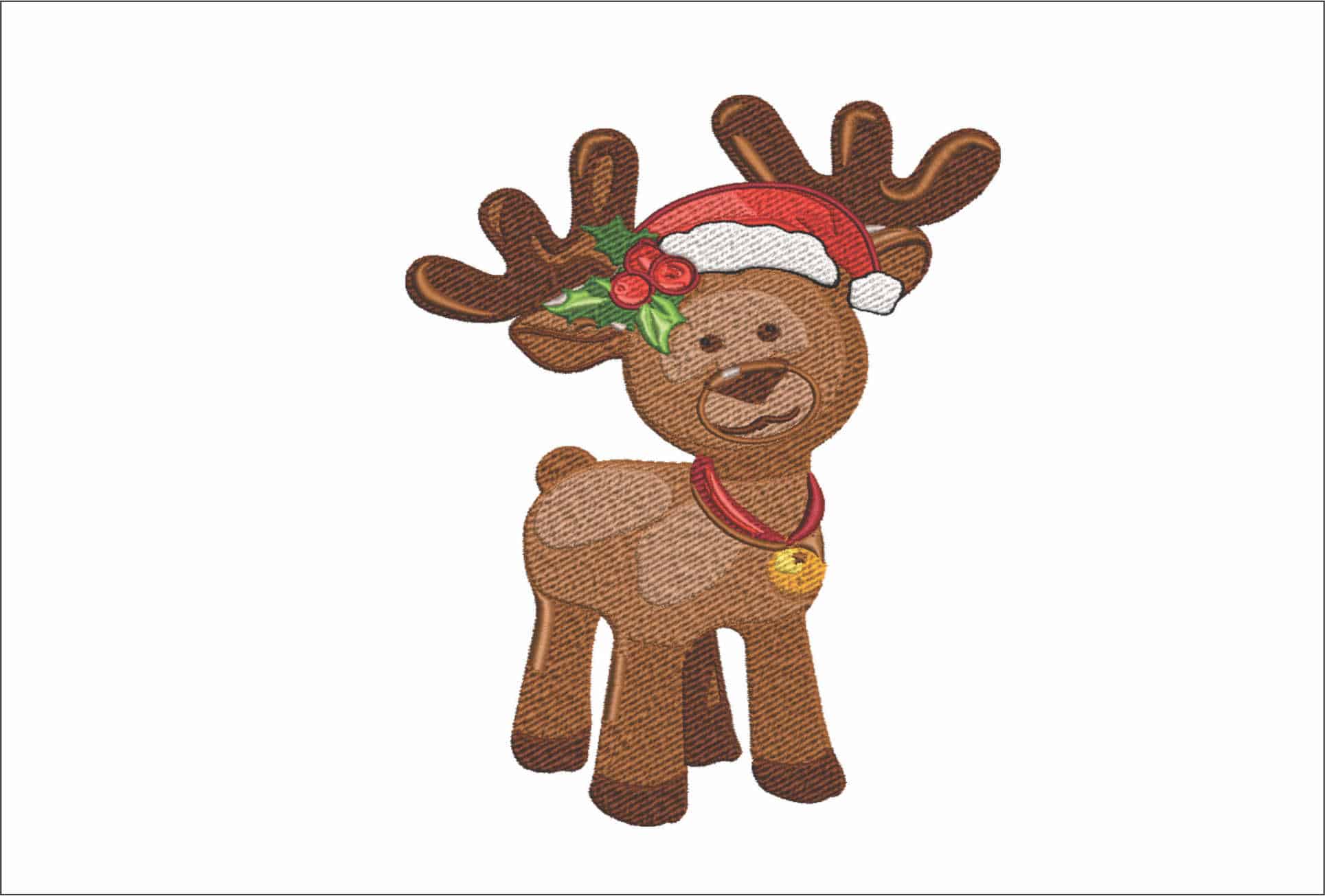 Christmas Reindeer- embroidery file - instant download in a frame