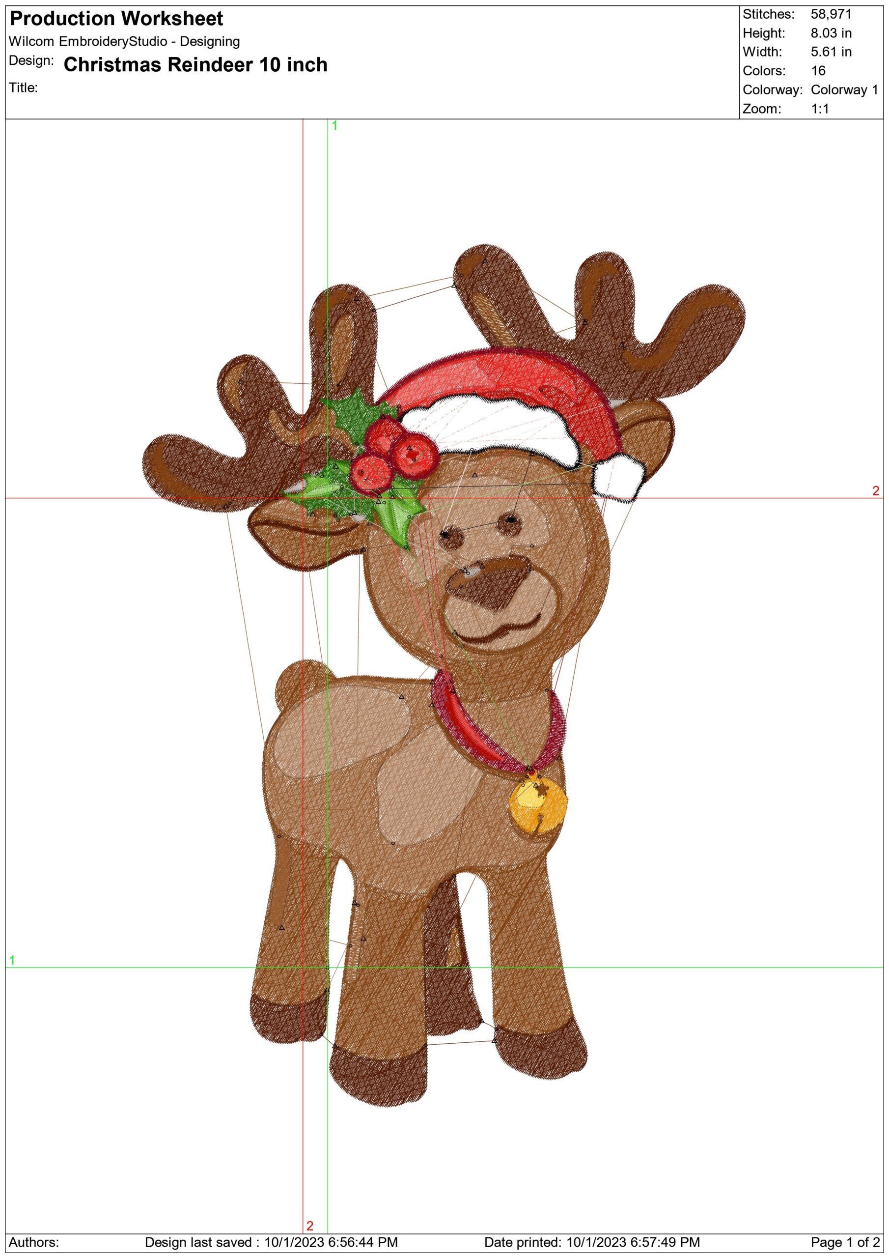 Christmas Reindeer- embroidery file - instant download in a frame — view 2