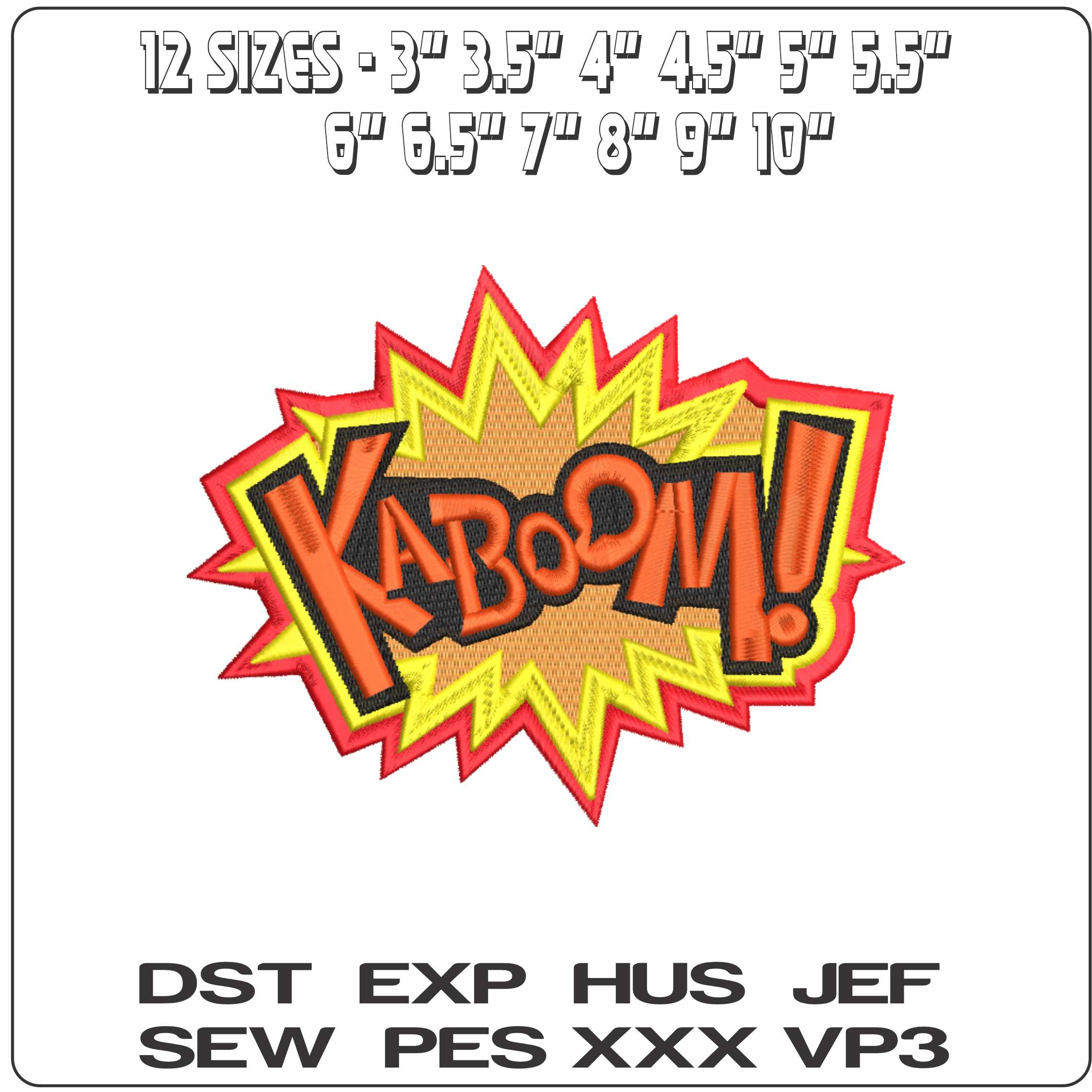 Kaboom Patch  - Elegant embroidery design file-instant download — view 2