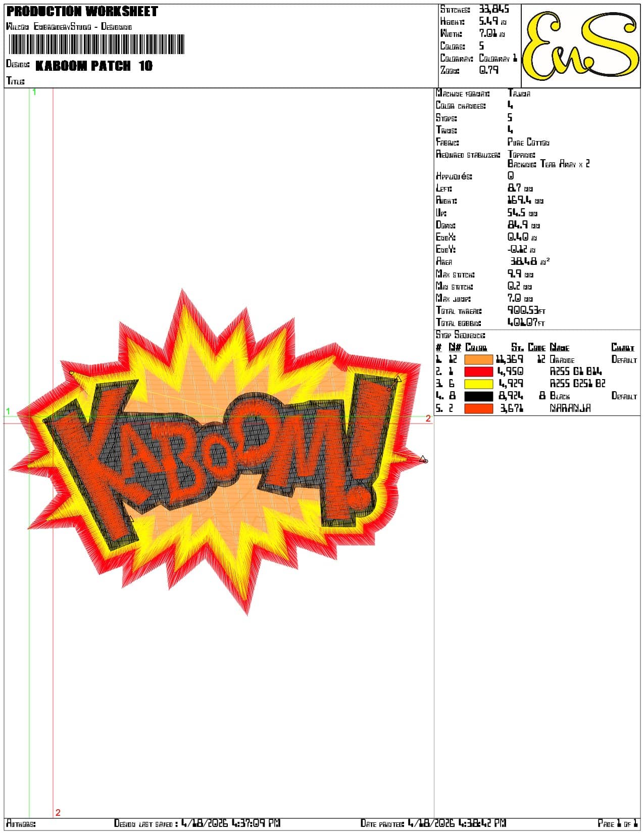 Kaboom Patch  - Elegant embroidery design file-instant download — view 3