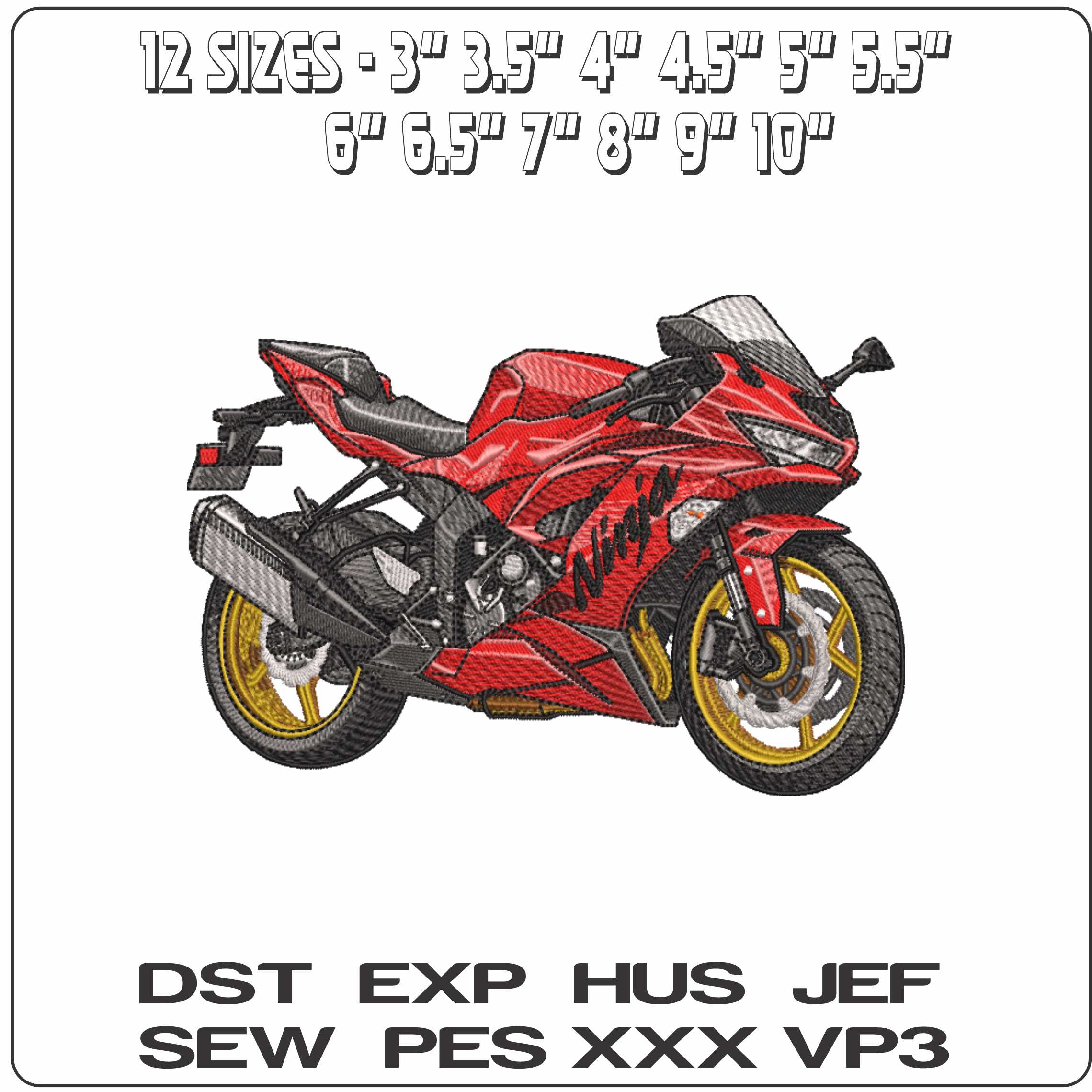 Kawasaki Ninja ZX 6R  - Elegant embroidery design file-instant download — view 2