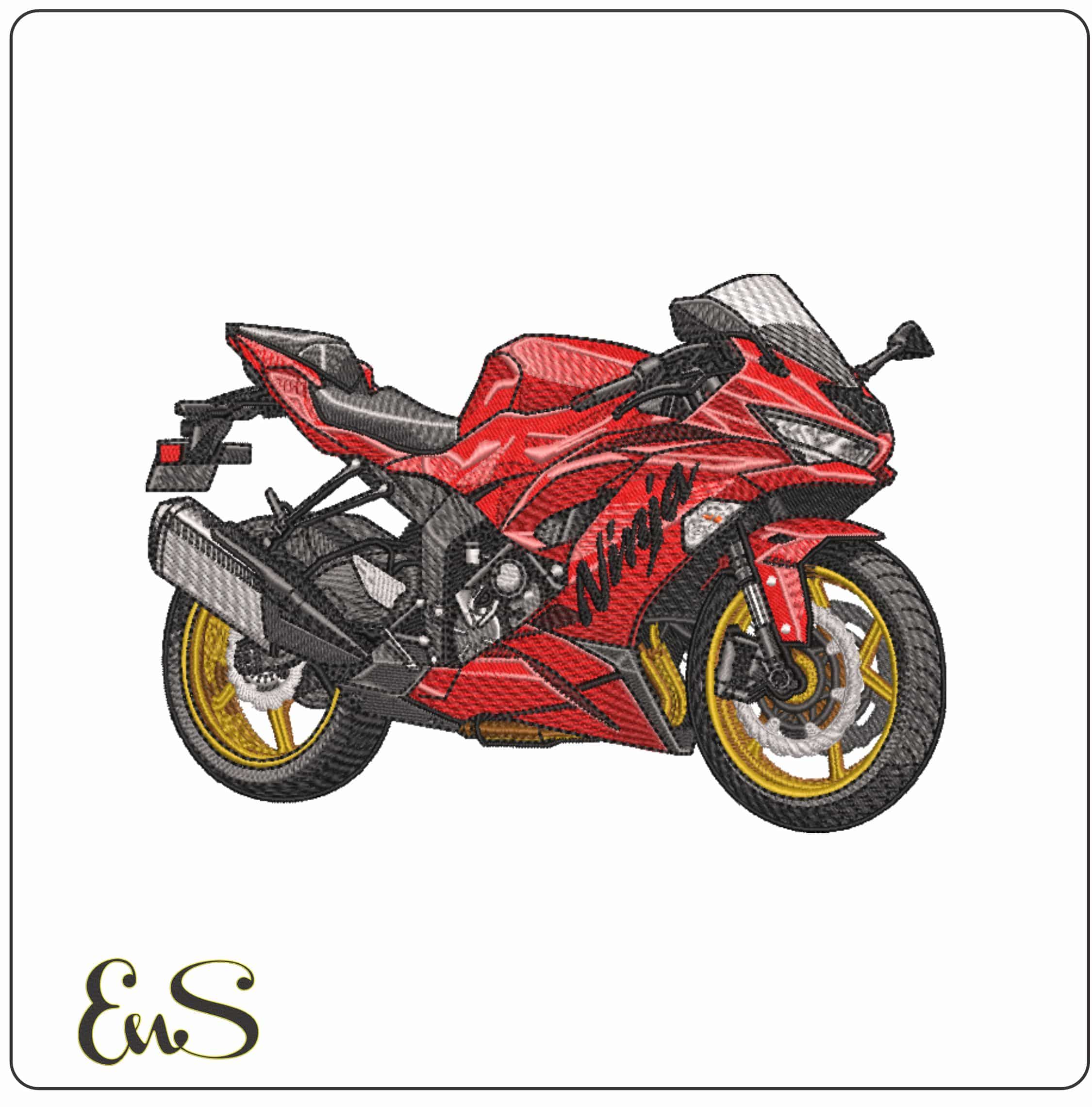 Kawasaki Ninja ZX 6R  - Elegant embroidery design file-instant download