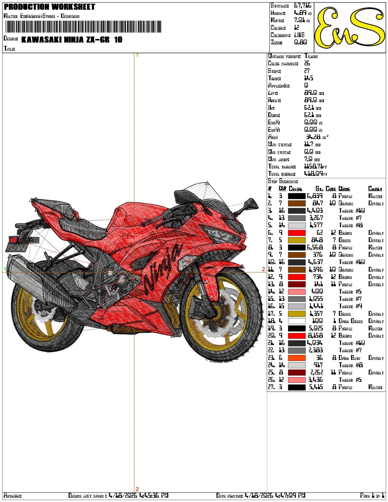 Kawasaki Ninja ZX 6R  - Elegant embroidery design file-instant download — view 3