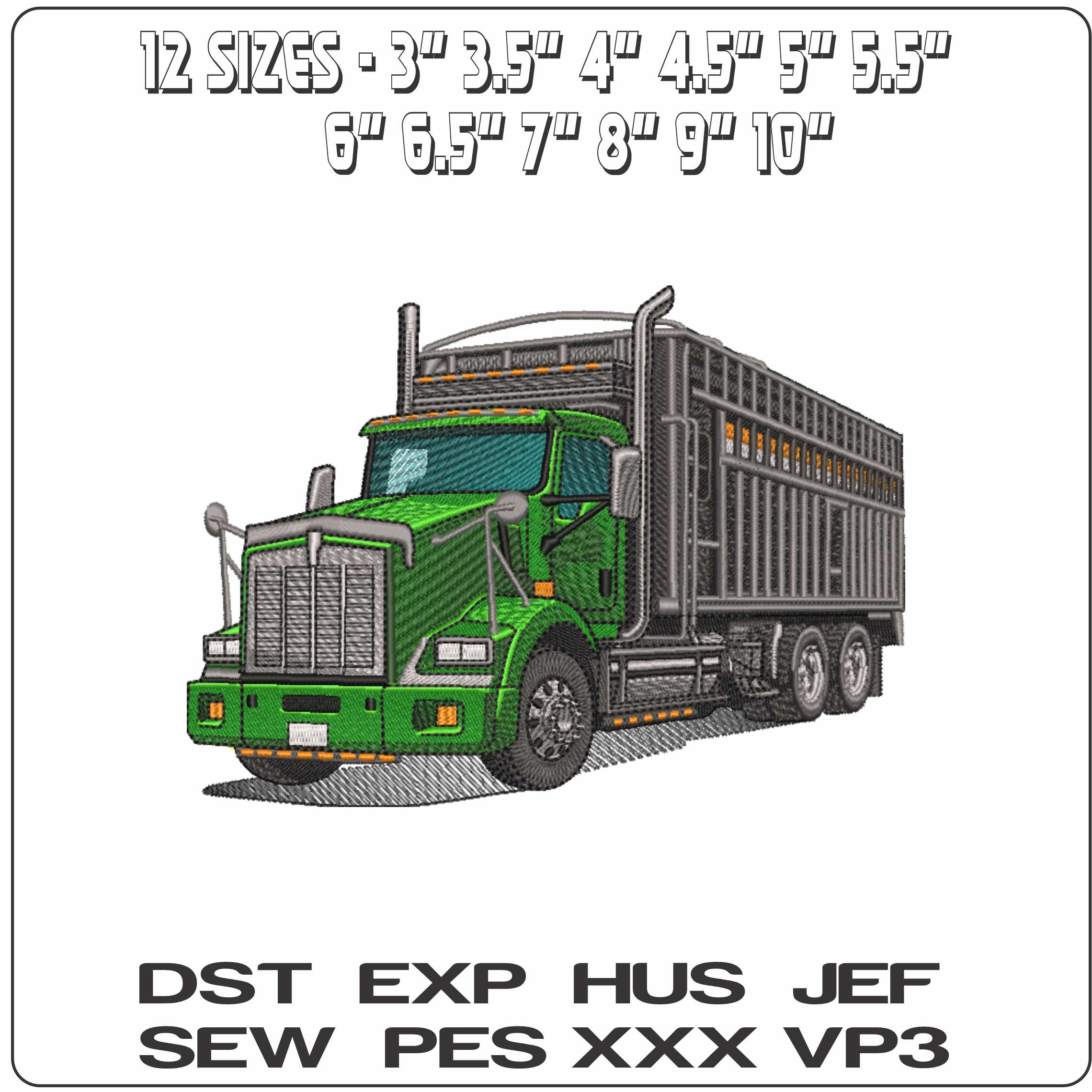 Kenworth Cattle Truck  - Elegant embroidery design file-instant download — view 2