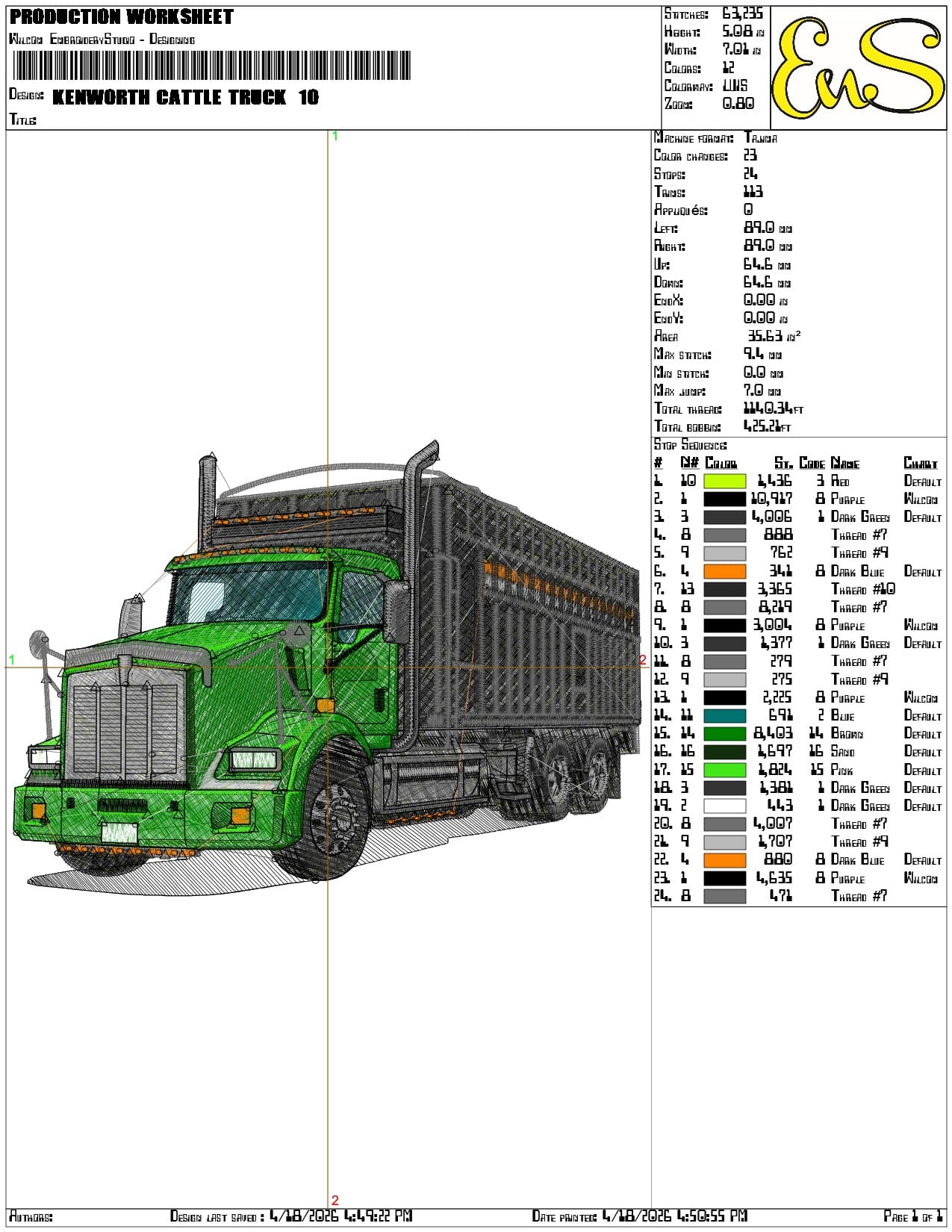 Kenworth Cattle Truck  - Elegant embroidery design file-instant download — view 3