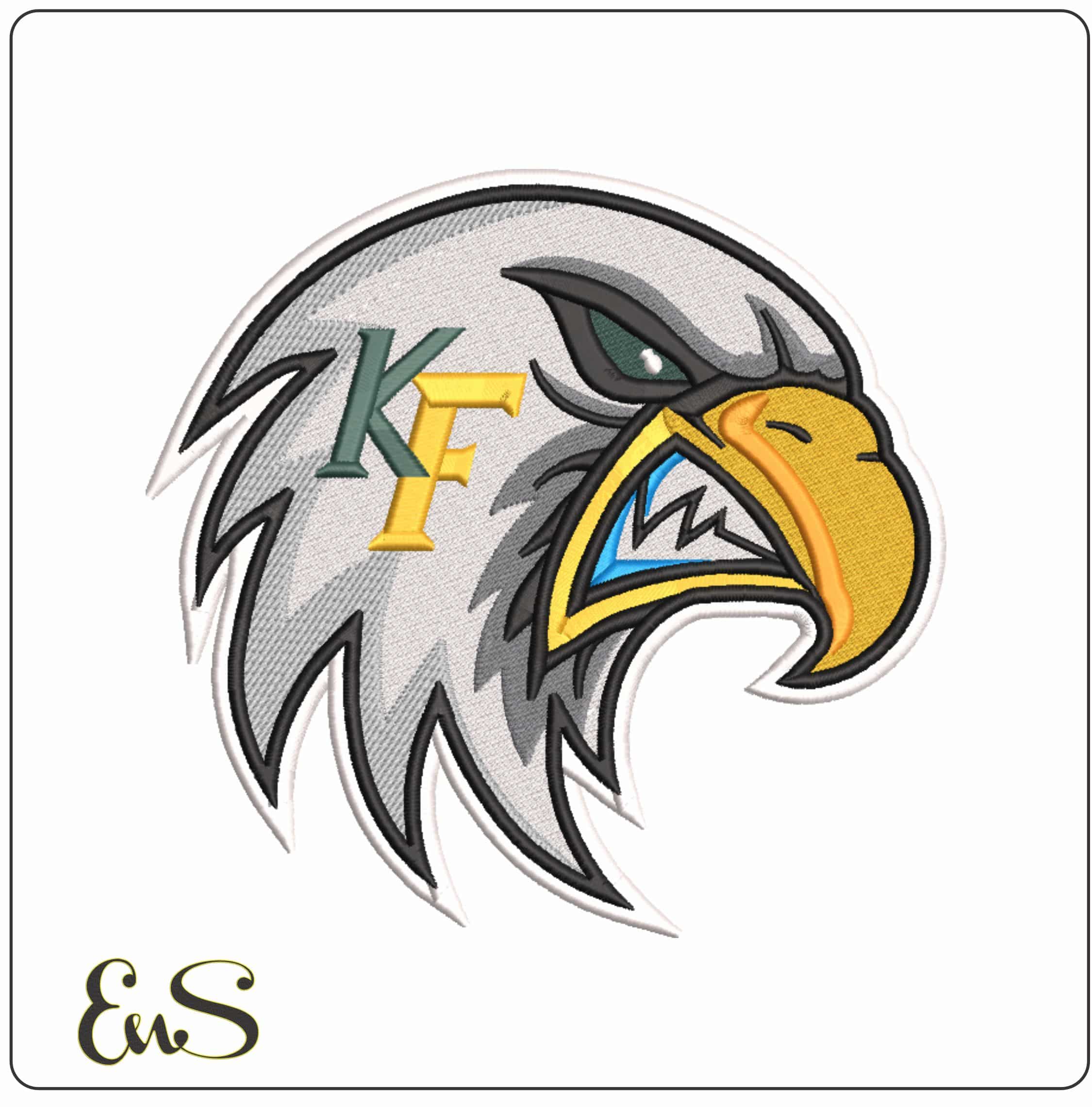 Klein Forest Eagle Basketball - Elegant embroidery design file-instant download