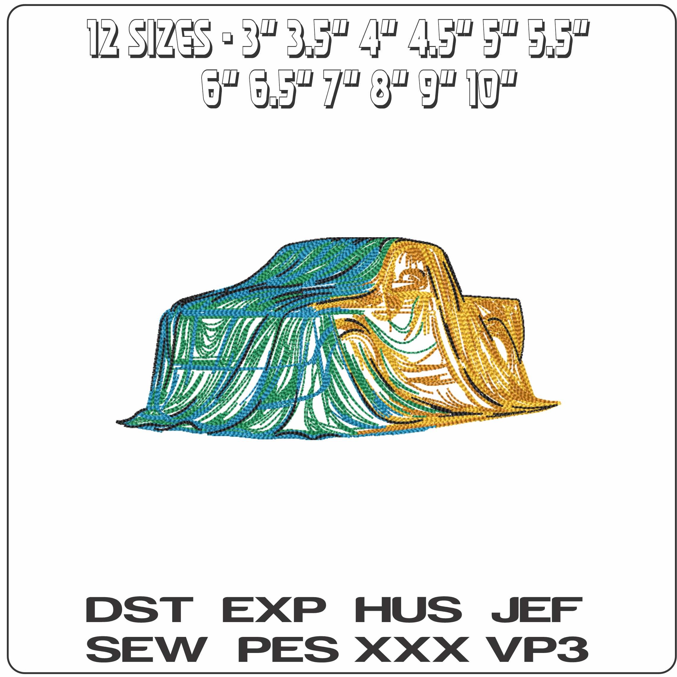Line Art Truck Cover - Elegant embroidery design file-instant download — view 2
