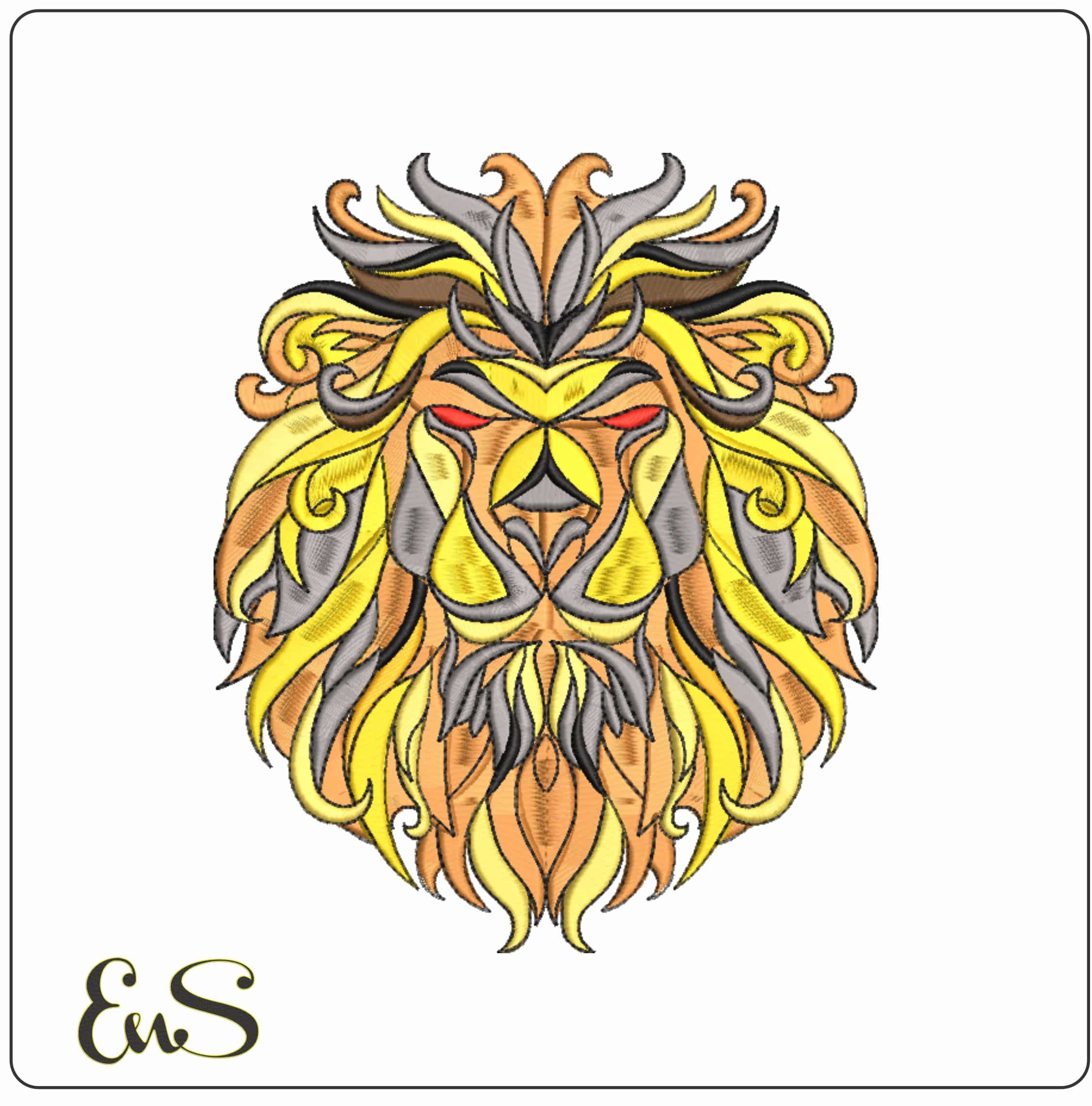 Lion face - Elegant embroidery design file-instant download