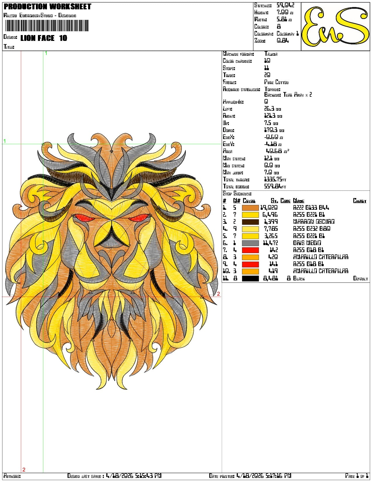 Lion face - Elegant embroidery design file-instant download — view 3