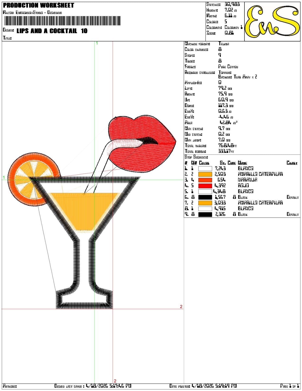 Lips and a Cocktail - Elegant embroidery design file-instant download — view 3