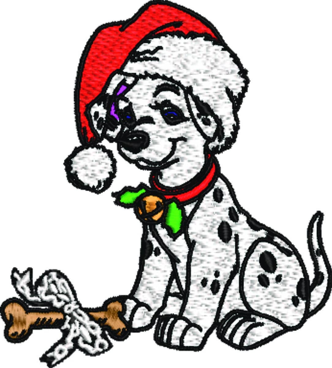 Dalmatian Christmas with Bone Small- embroidery file - instant download in a frame — view 2