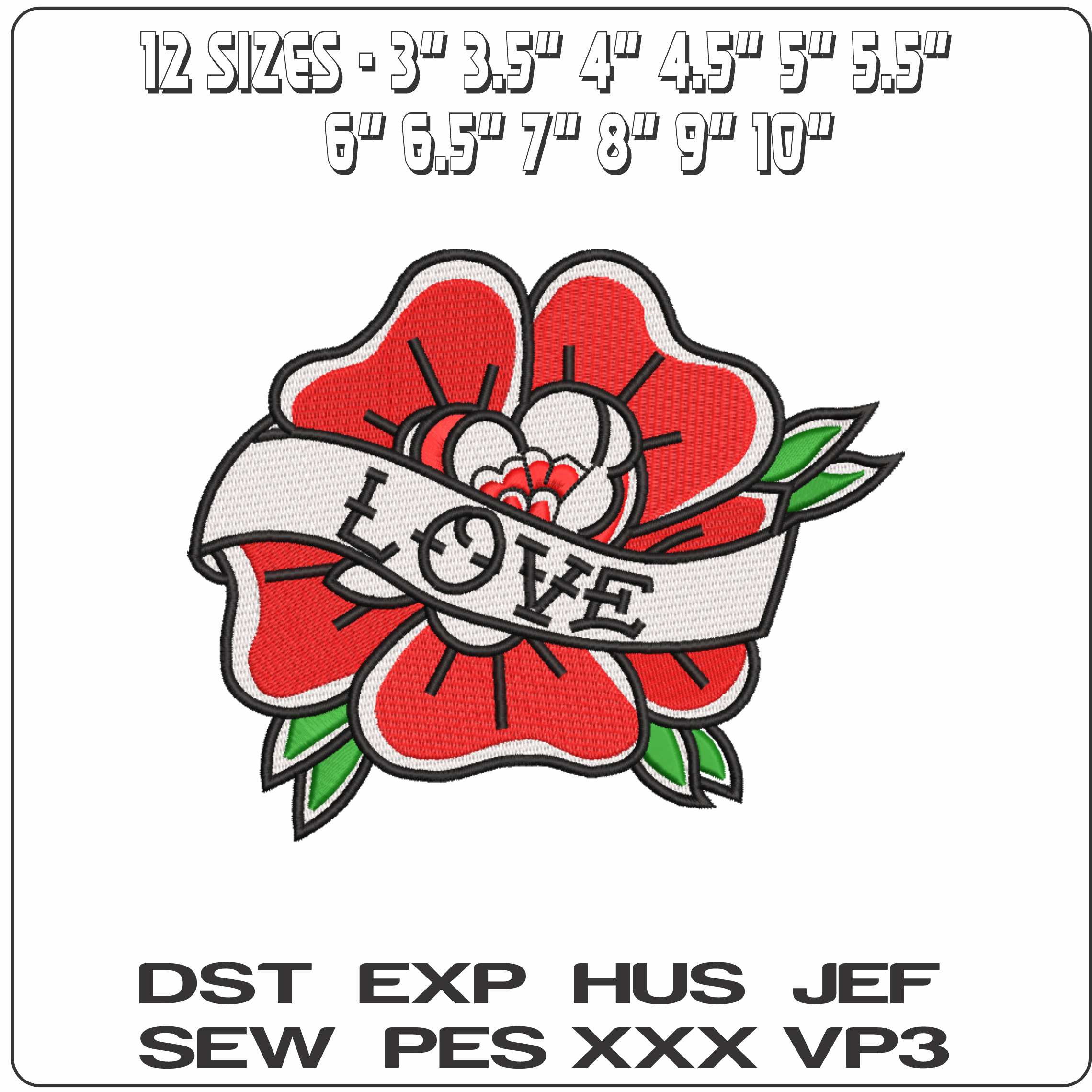 Love Flower - Elegant embroidery design file-instant download — view 2