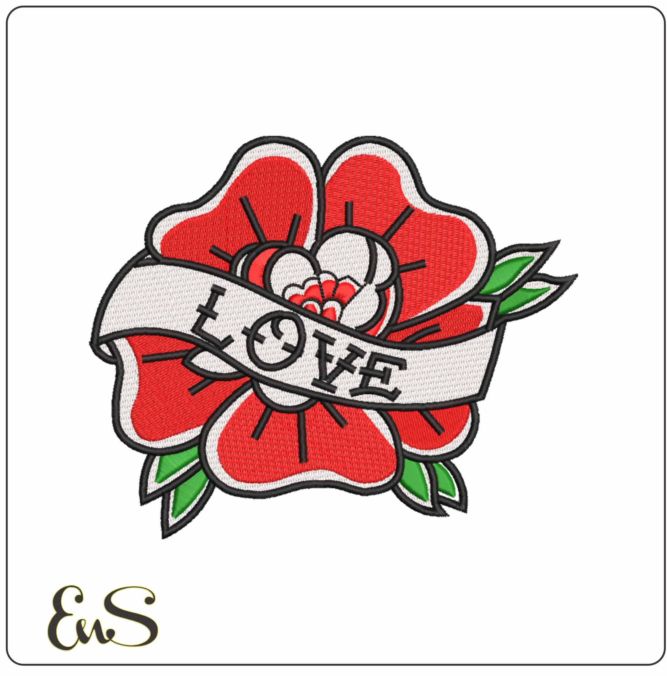 Love Flower - Elegant embroidery design file-instant download