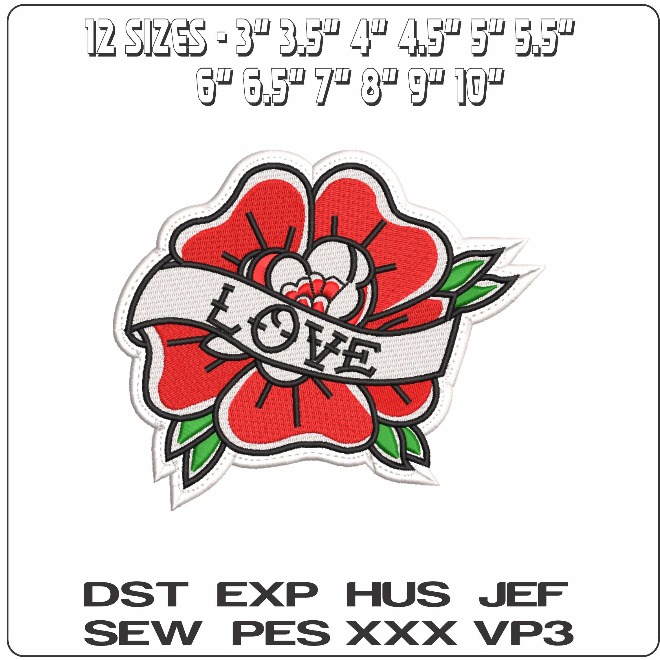 Love Flower Patch - Elegant embroidery design file-instant download — view 2