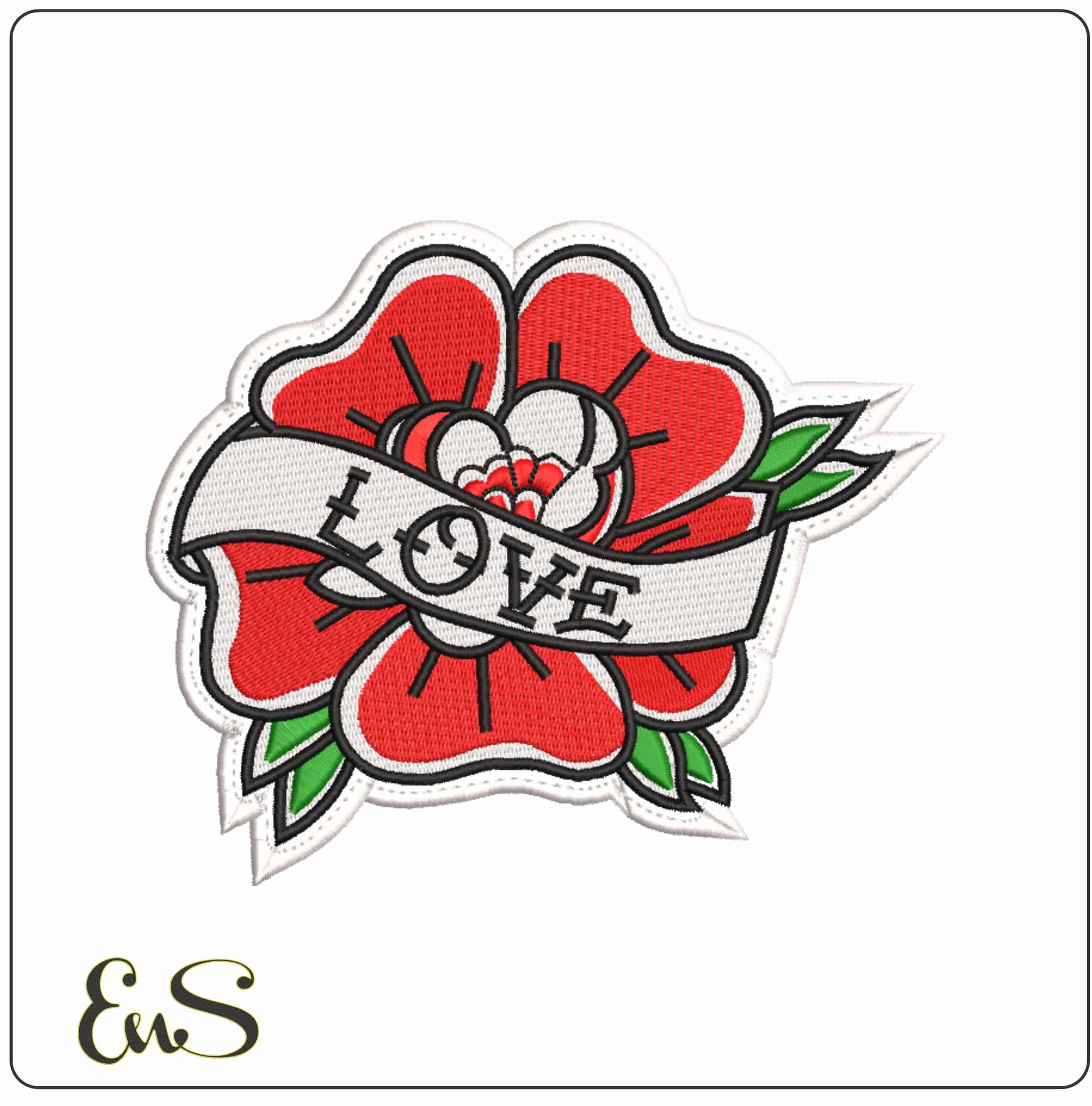 Love Flower Patch - Elegant embroidery design file-instant download
