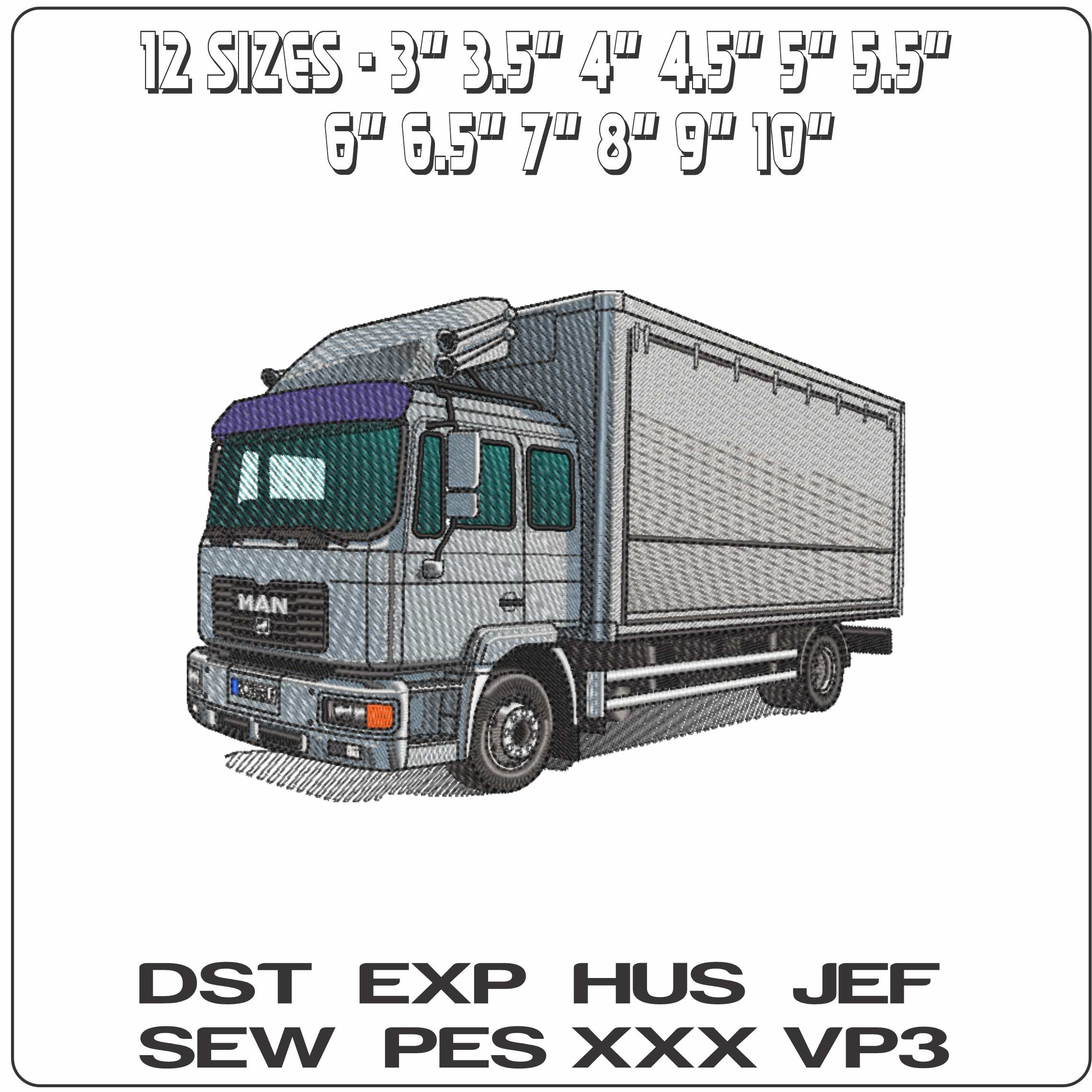 Man F2000 Series panel Truck - Elegant embroidery design file-instant download — view 2