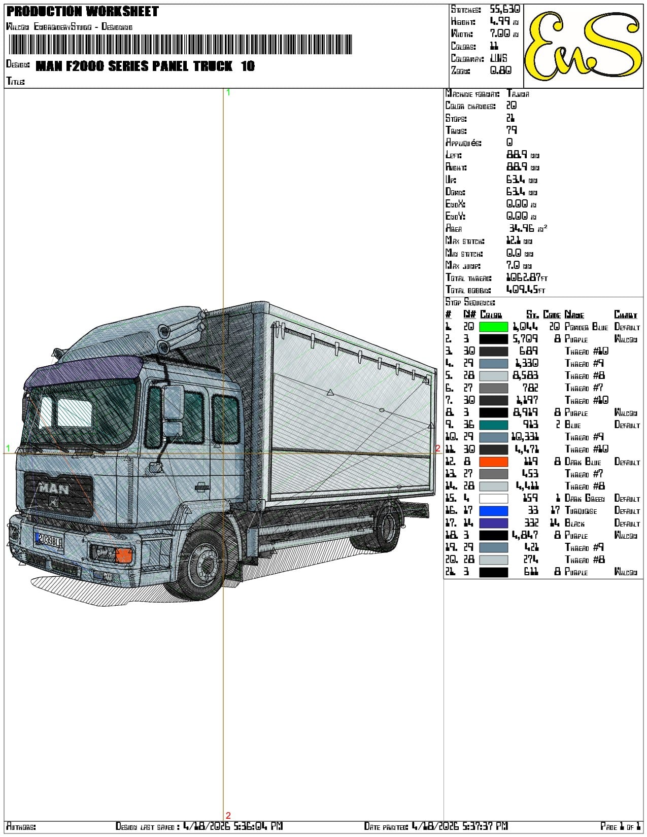 Man F2000 Series panel Truck - Elegant embroidery design file-instant download — view 3