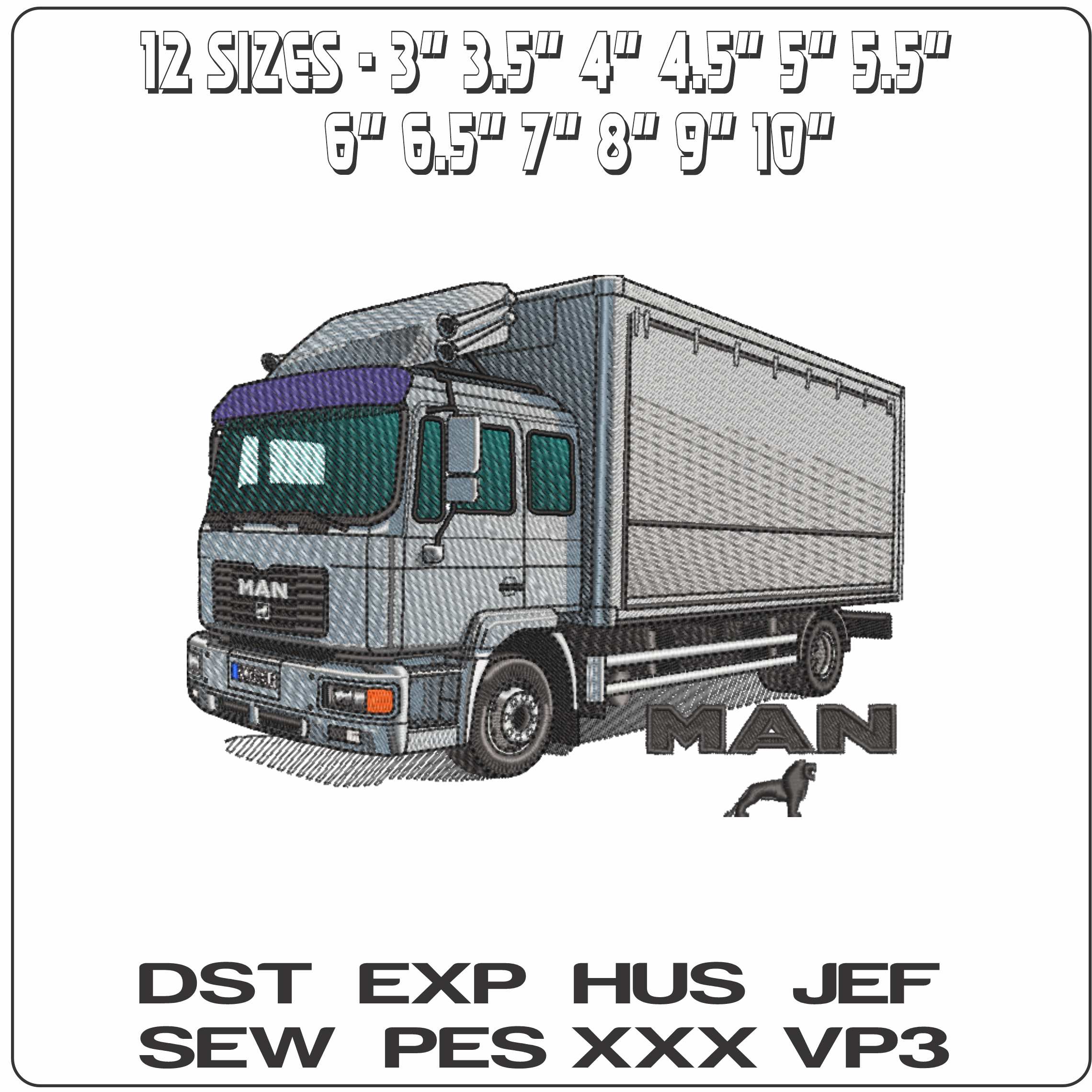Man F2000 Series panel Truck With Logo - Elegant embroidery design file-instant download — view 2