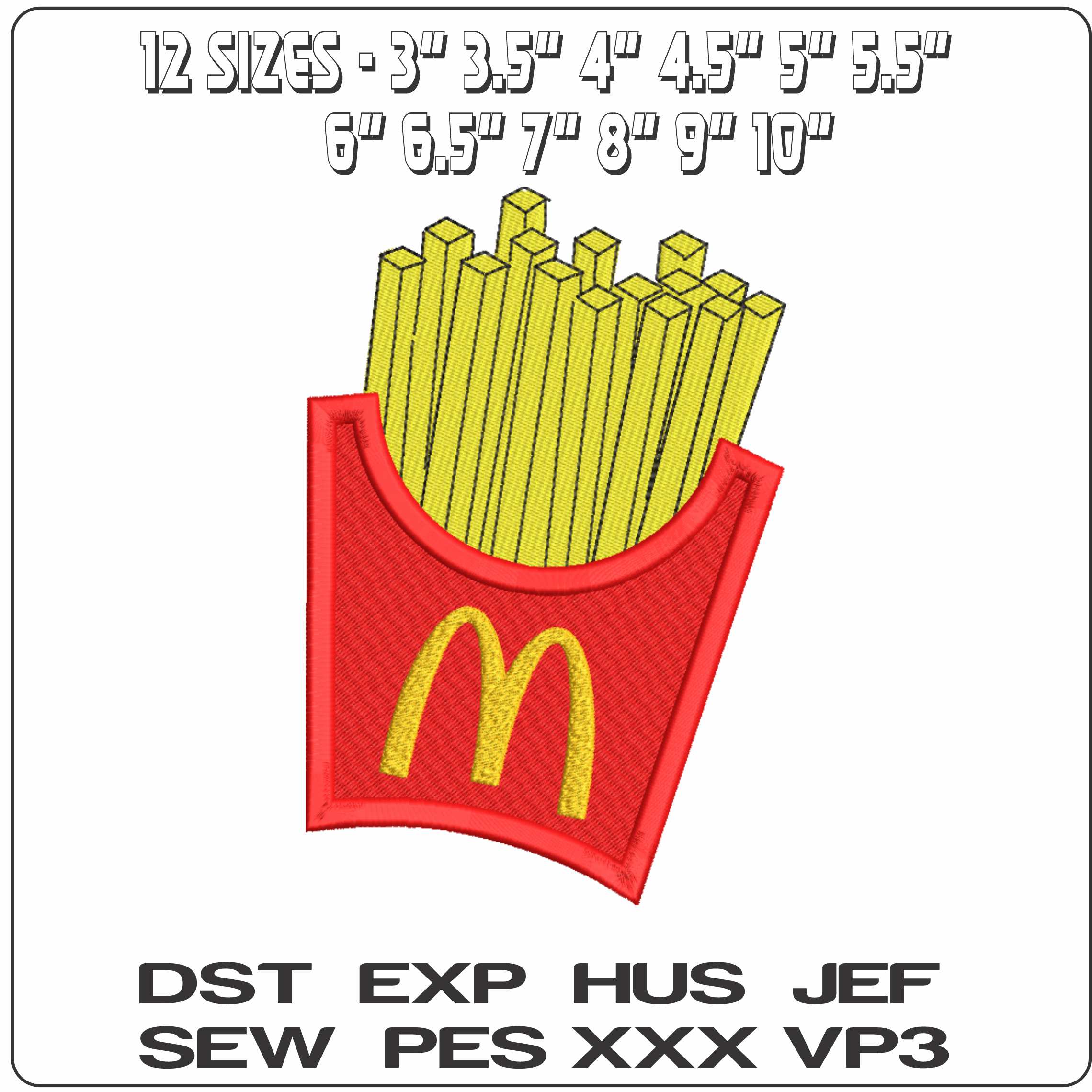 McDonald Fries - Elegant embroidery design file-instant download — view 2