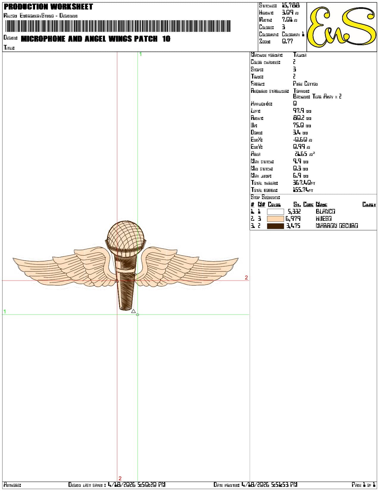 Microphone and Angel wings Patch - Elegant embroidery design file-instant download — view 3