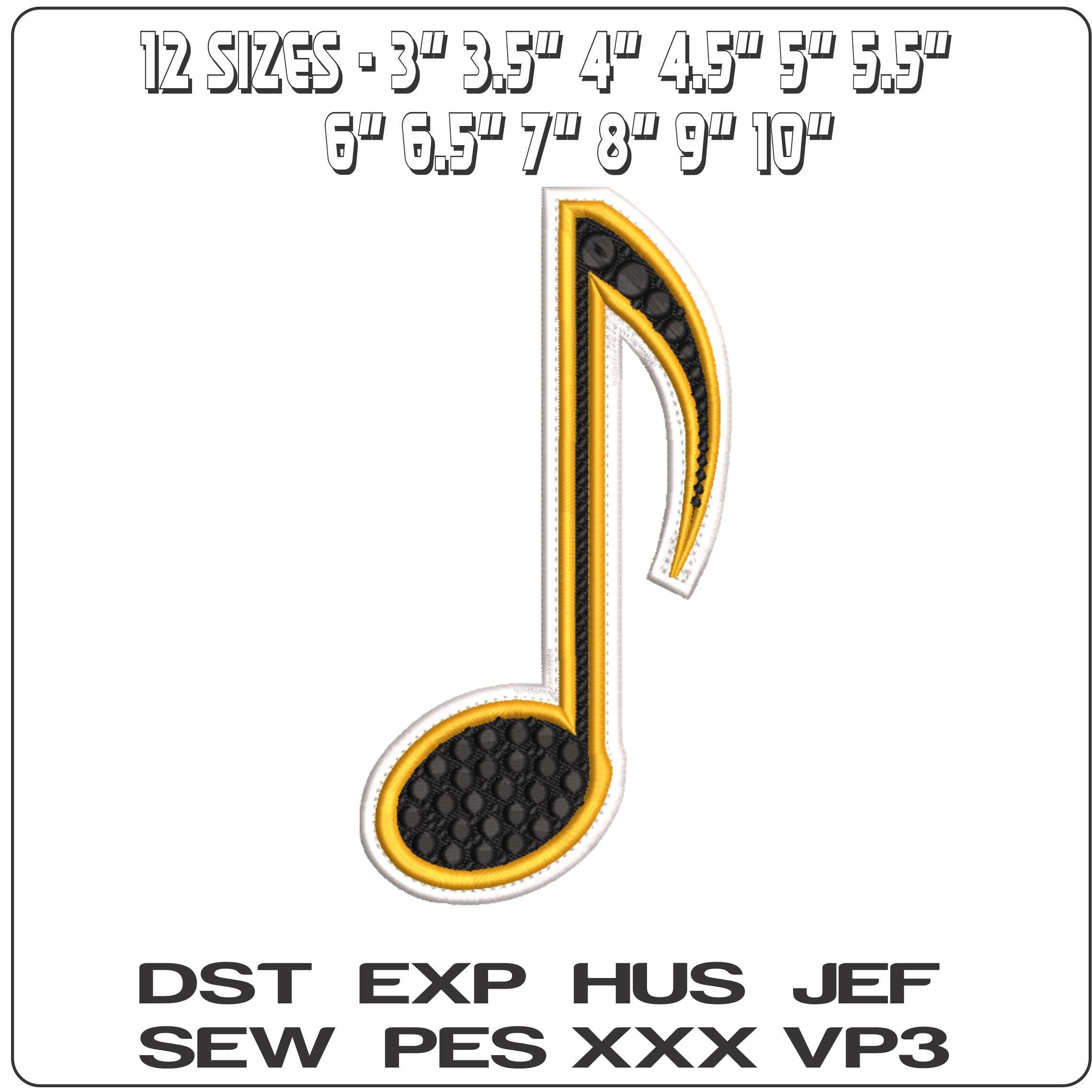 Music Note - Elegant embroidery design file-instant download — view 2