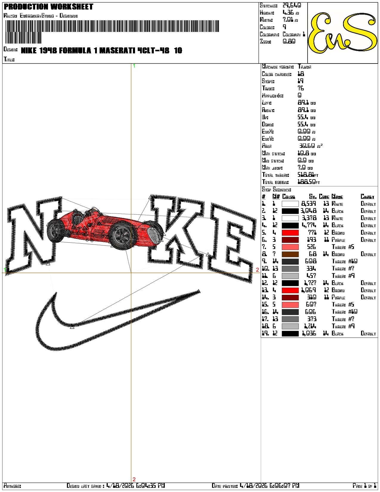 Nike 1948 Formula 1 Maserati 4CLT 48 - Elegant embroidery design file-instant download — view 3