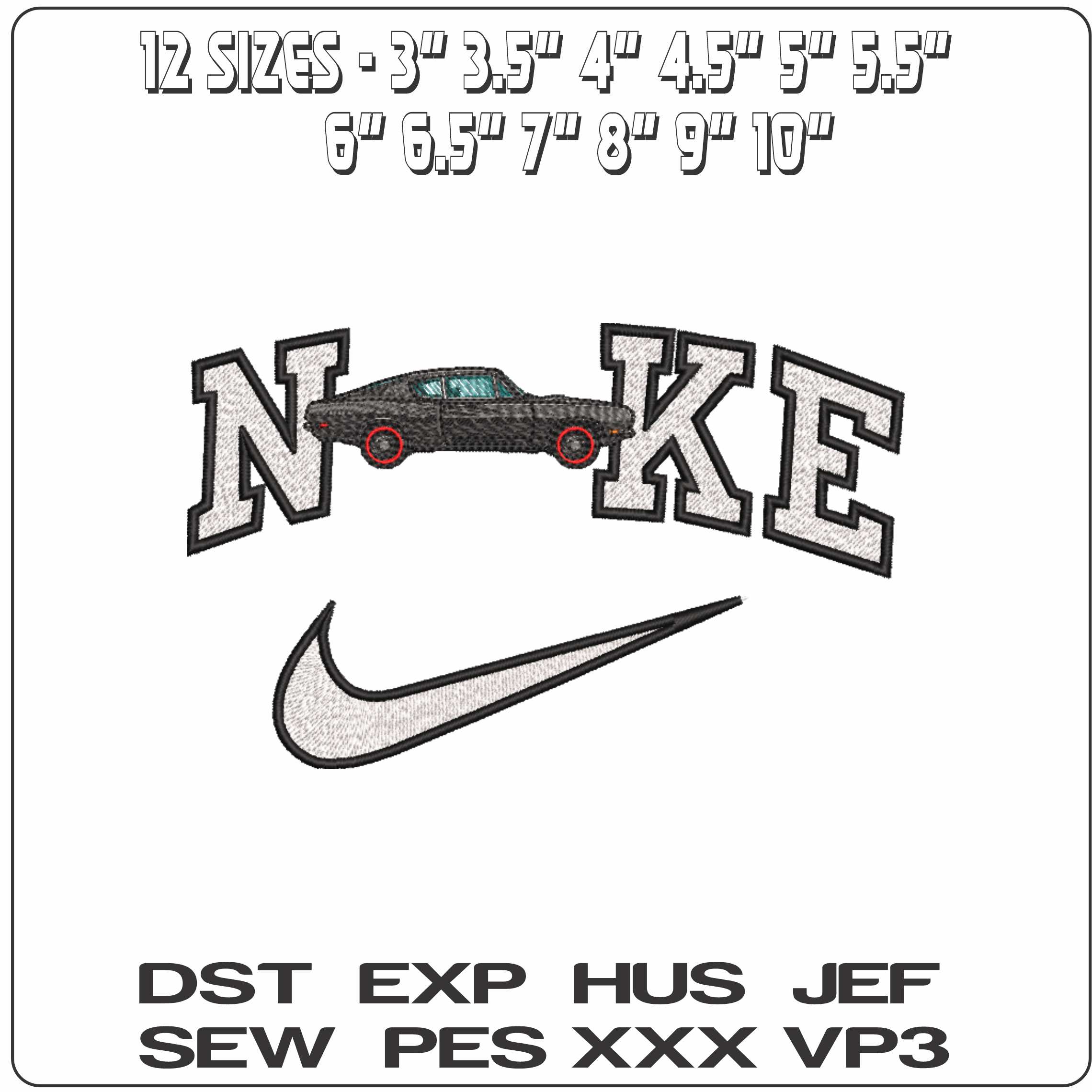 Nike 1969 Plymouth Baracuda  - Elegant embroidery design file-instant download — view 2