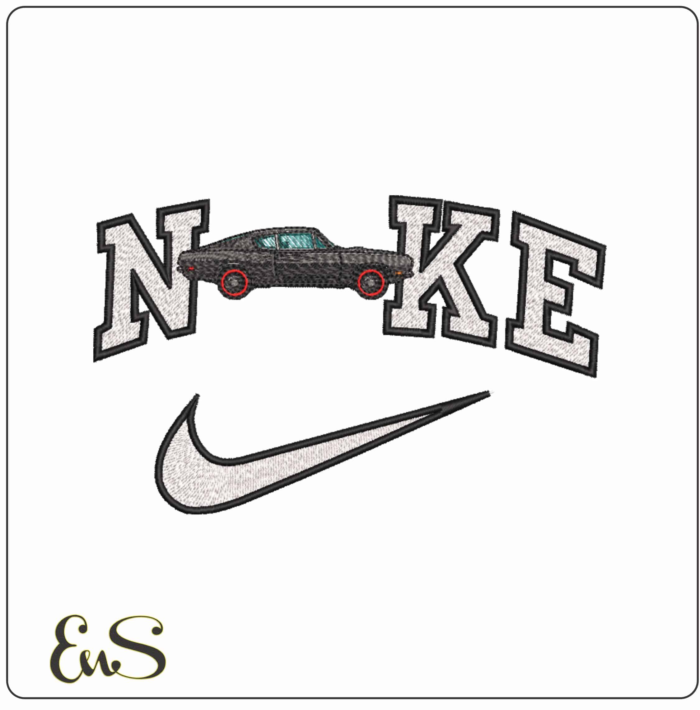 Nike 1969 Plymouth Baracuda  - Elegant embroidery design file-instant download