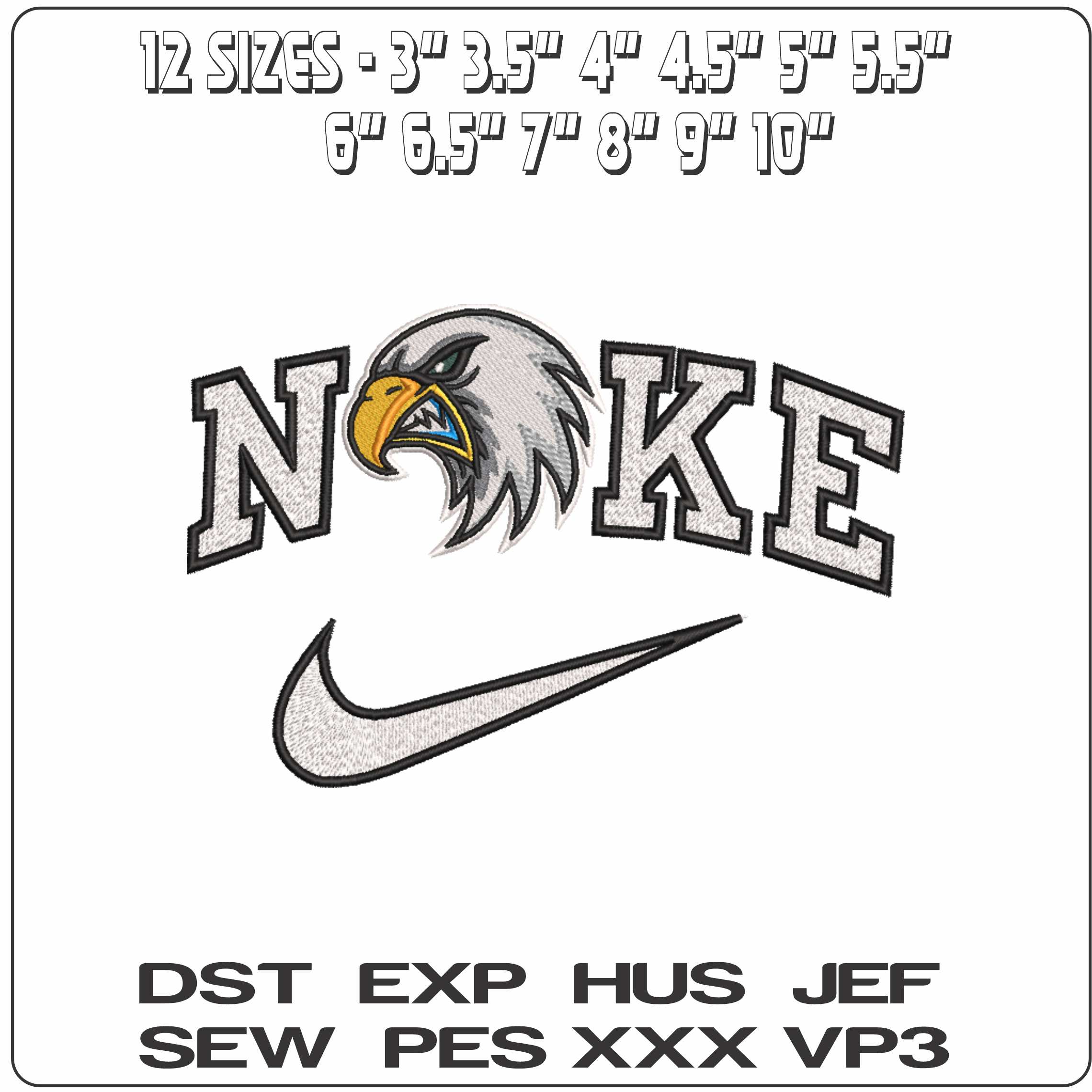 Nike Angry Eagle Head  - Elegant embroidery design file-instant download — view 2