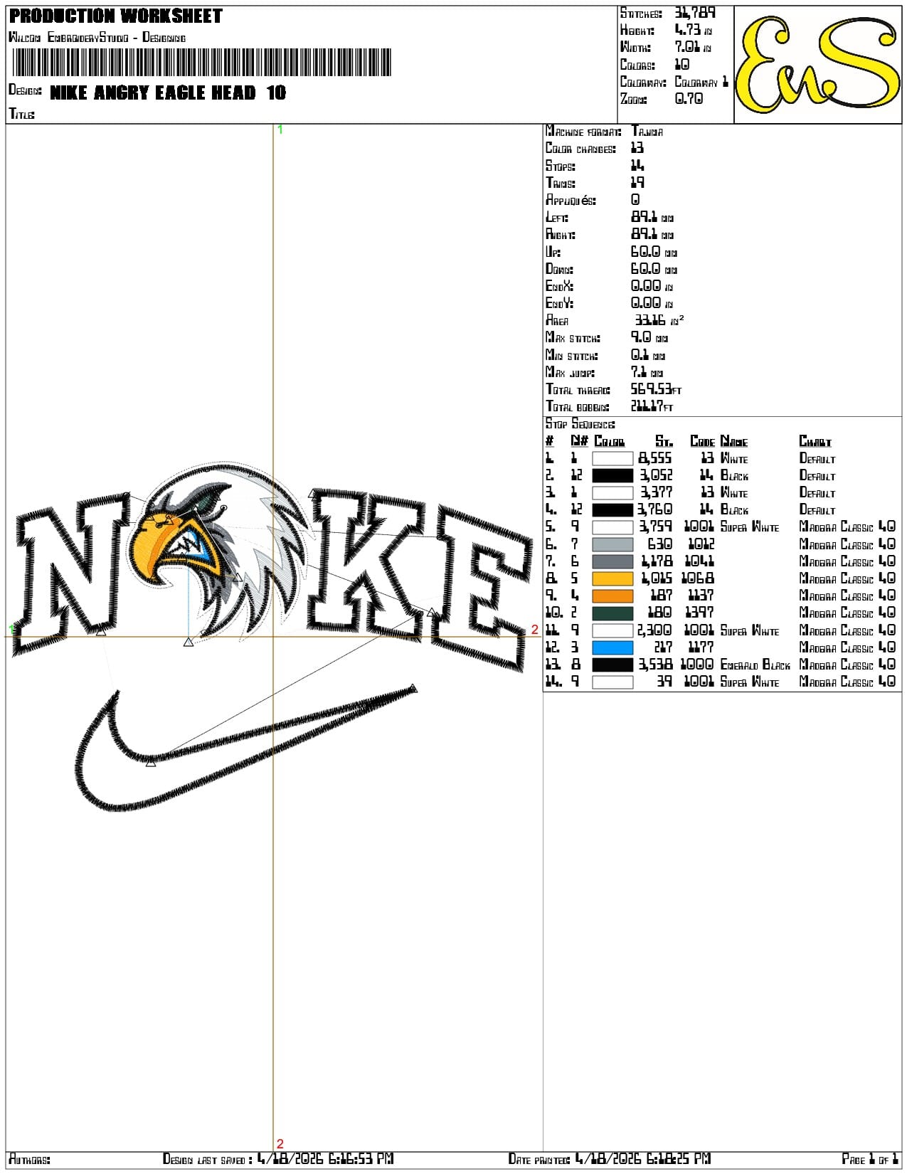 Nike Angry Eagle Head  - Elegant embroidery design file-instant download — view 3