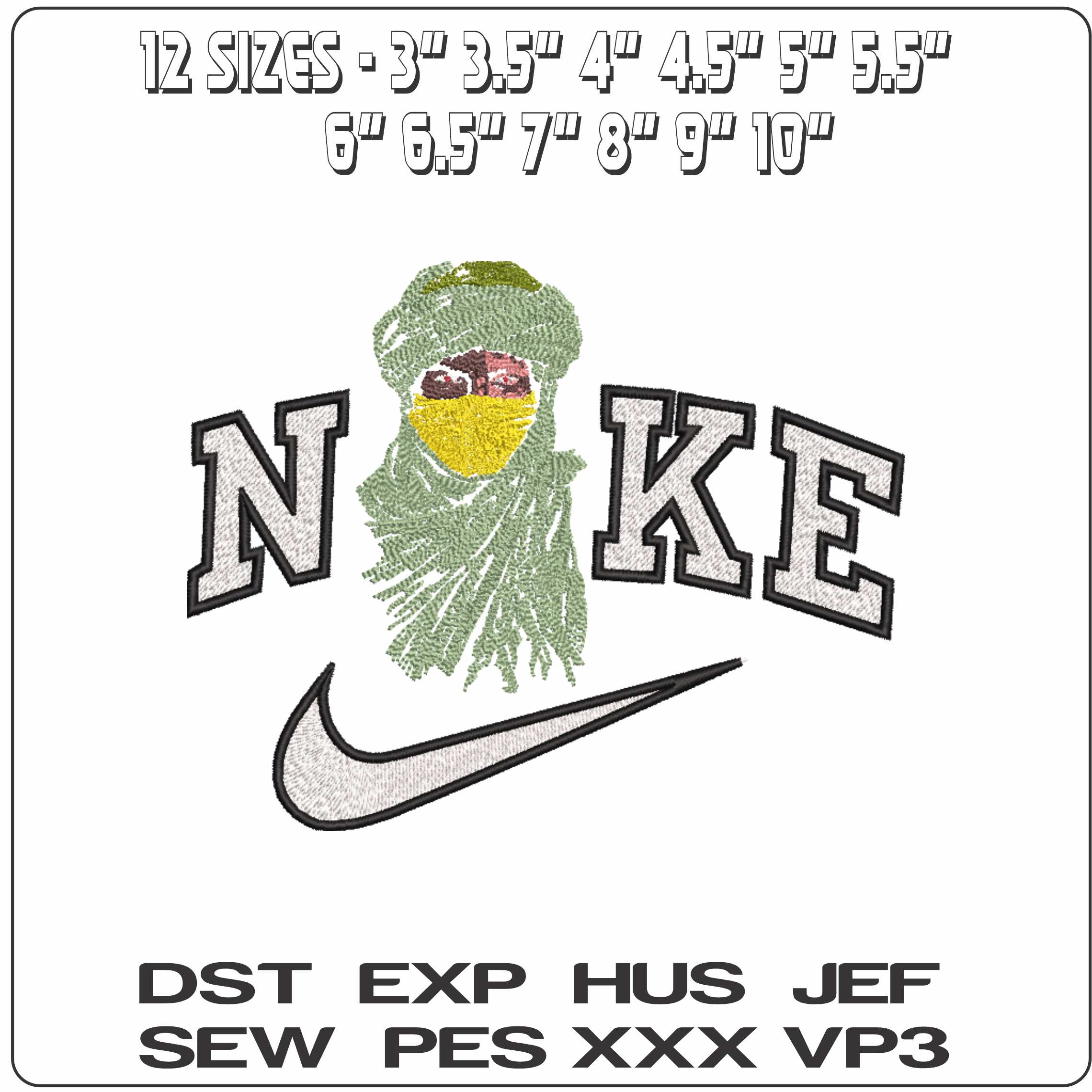 Nike Arab Bedouin Head   - Elegant embroidery design file-instant download — view 2
