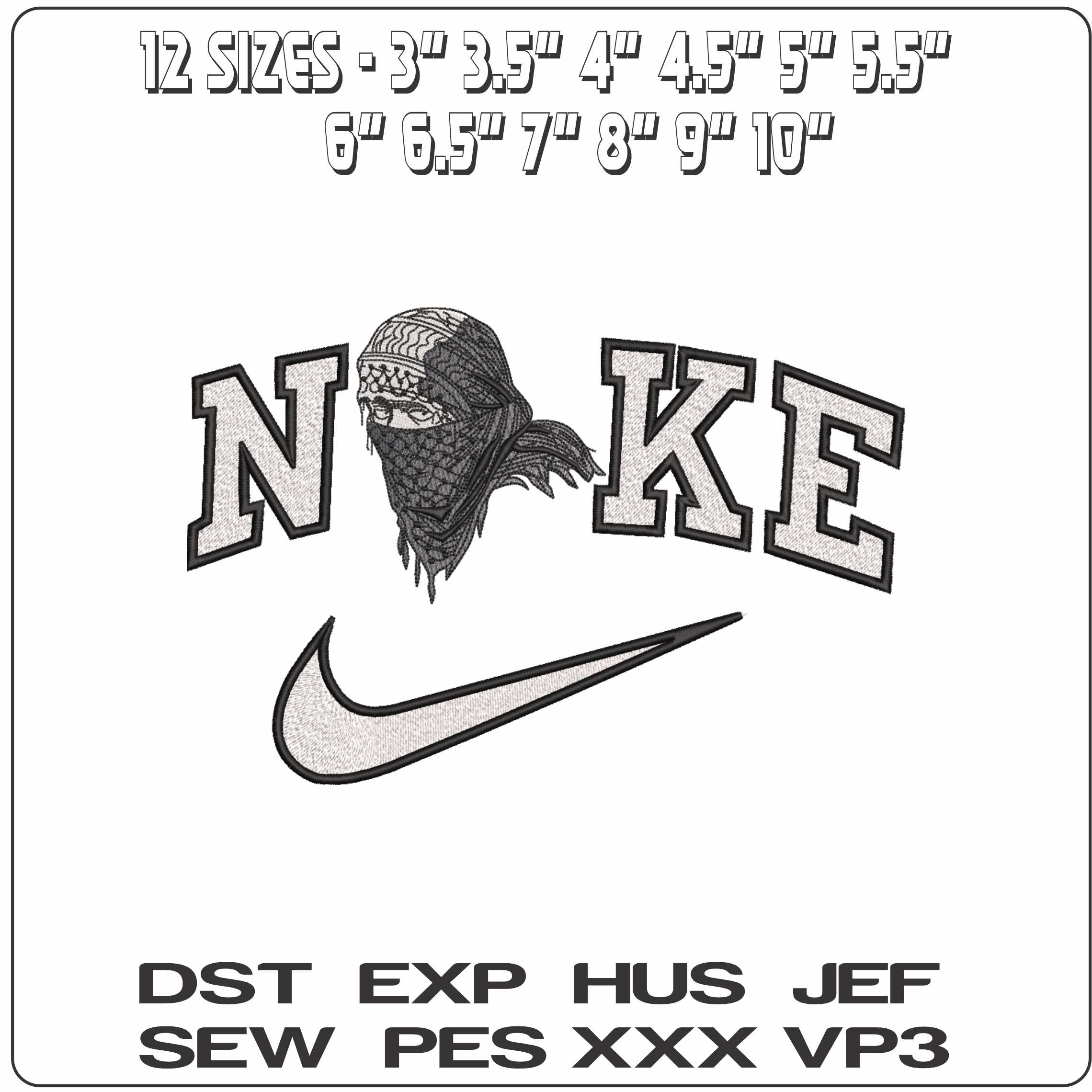 Nike Arab Covered Face   - Elegant embroidery design file-instant download — view 2