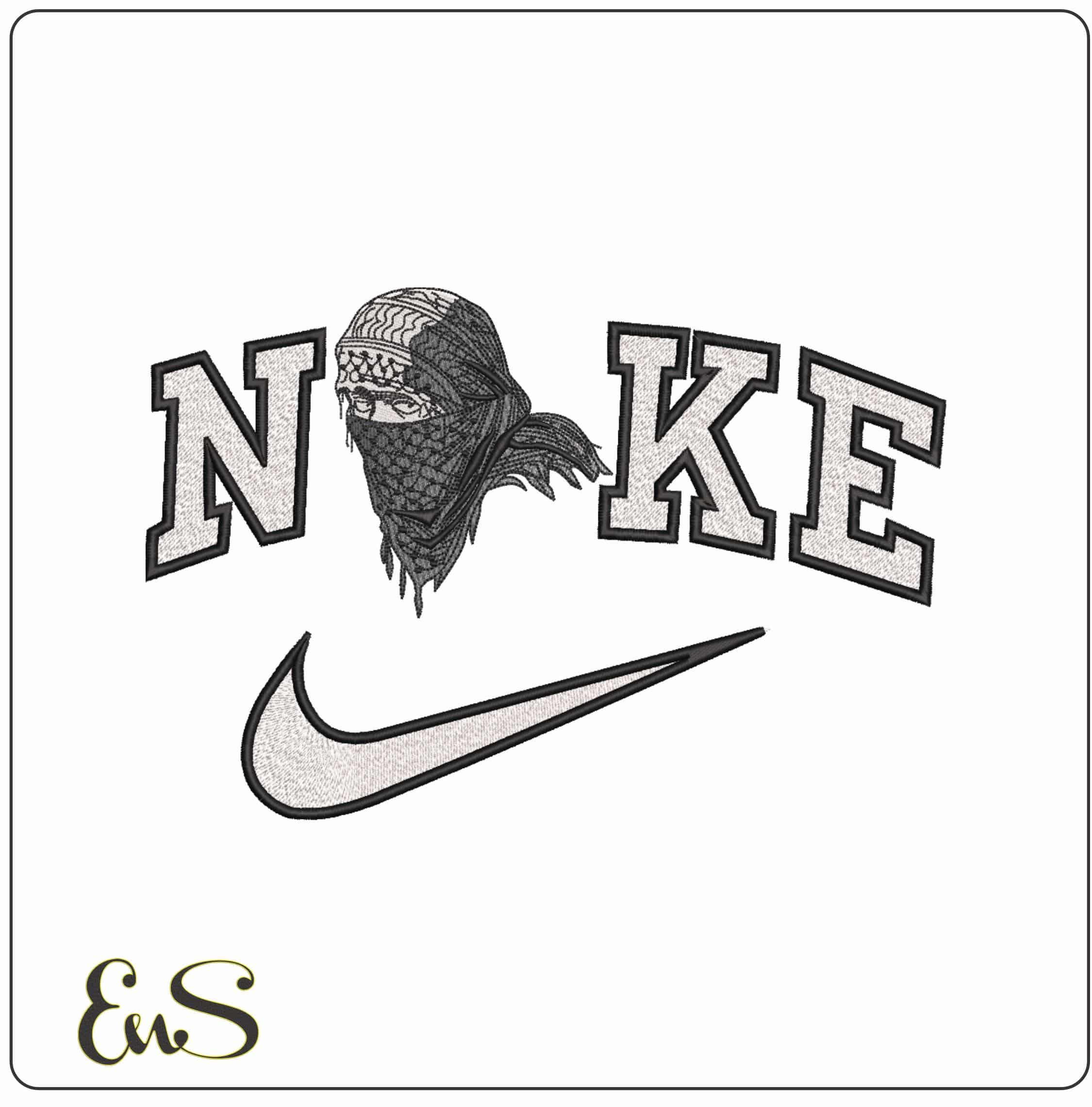 Nike Arab Covered Face   - Elegant embroidery design file-instant download