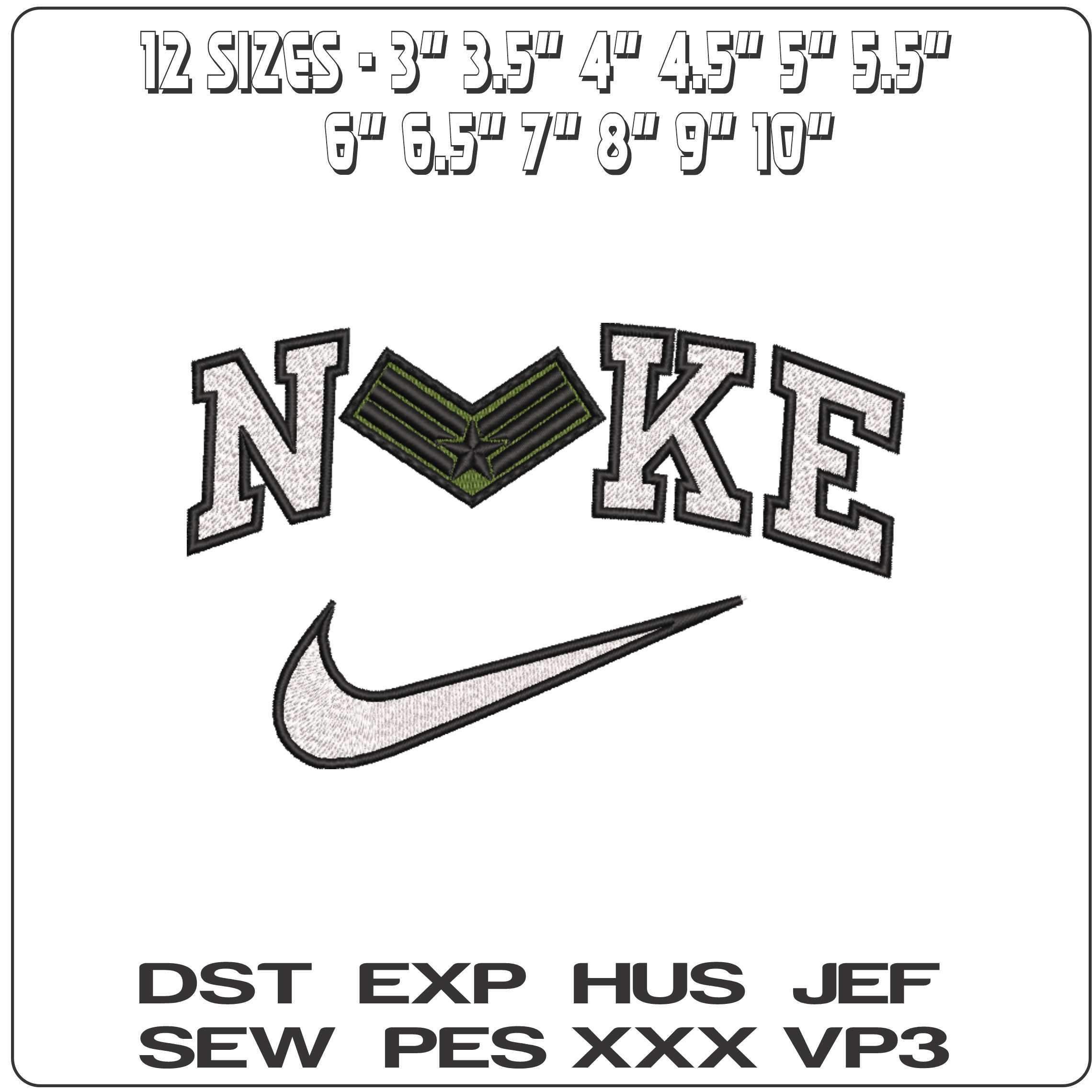 Nike Army Shoulder Stripes Patch   - Elegant embroidery design file-instant download — view 2
