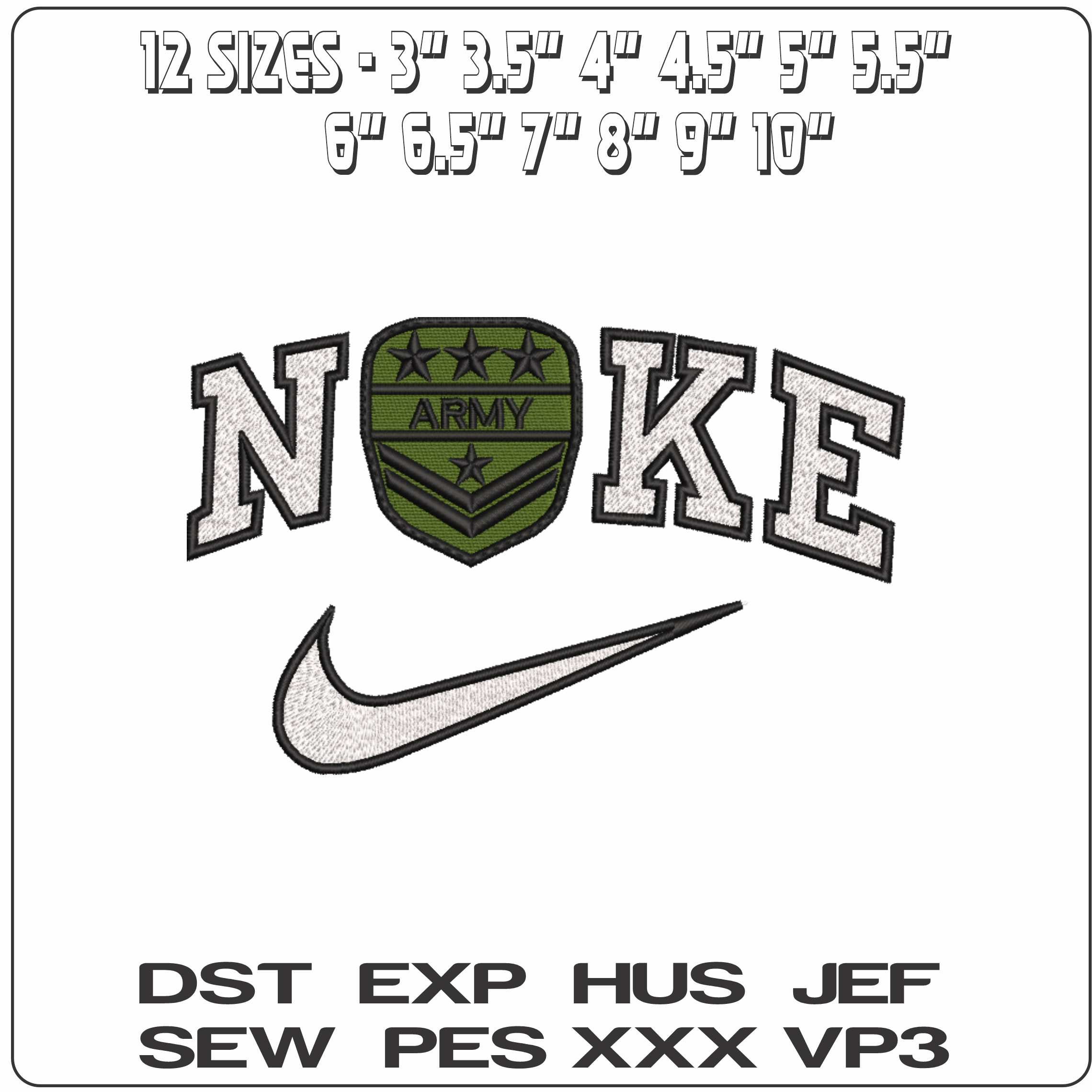 Nike Army Stripes Patch   - Elegant embroidery design file-instant download — view 2