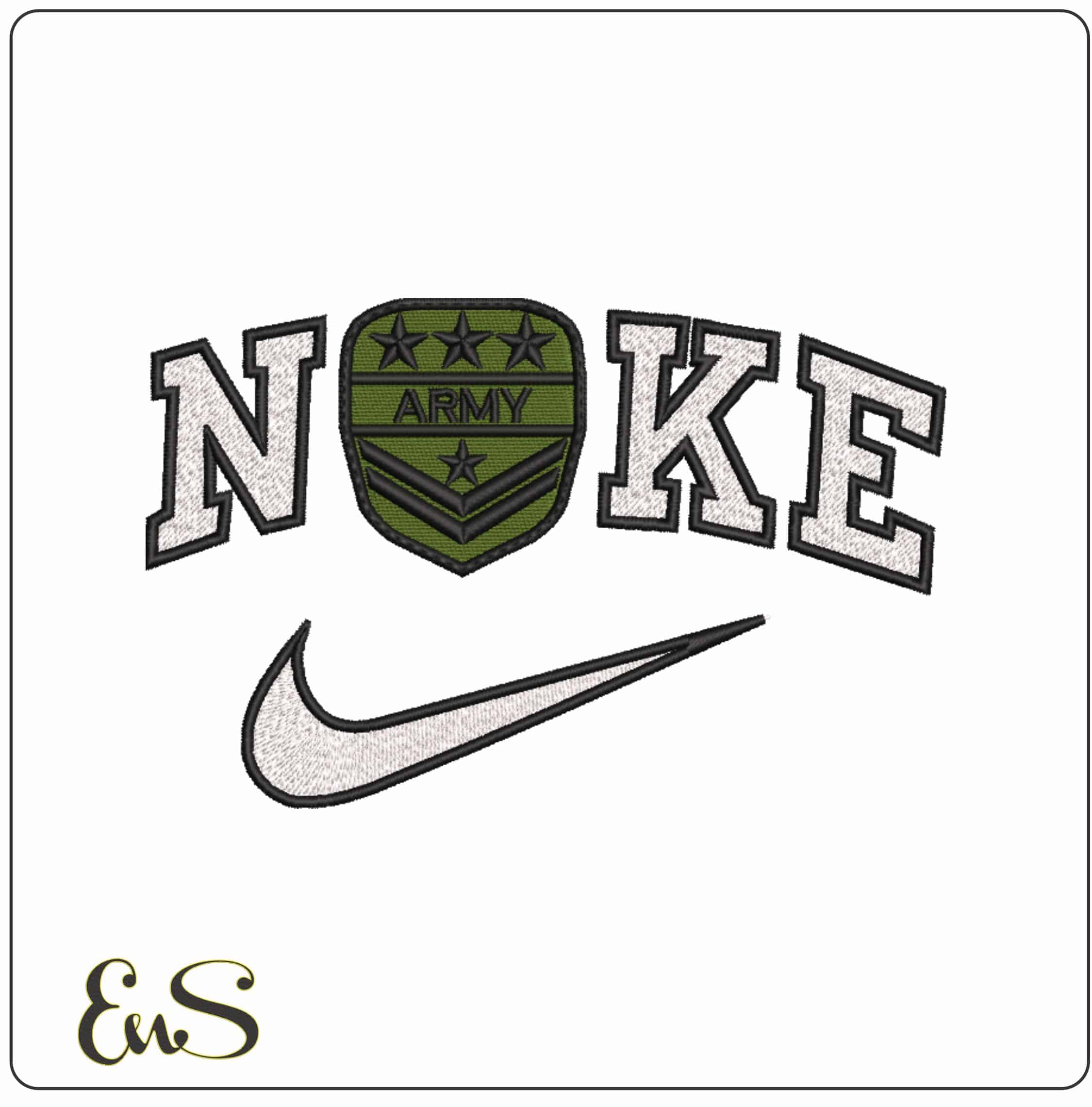 Nike Army Stripes Patch   - Elegant embroidery design file-instant download