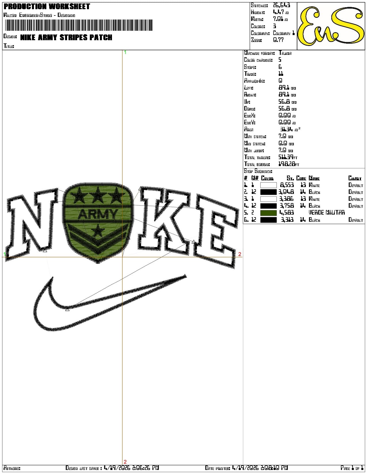 Nike Army Stripes Patch   - Elegant embroidery design file-instant download — view 3