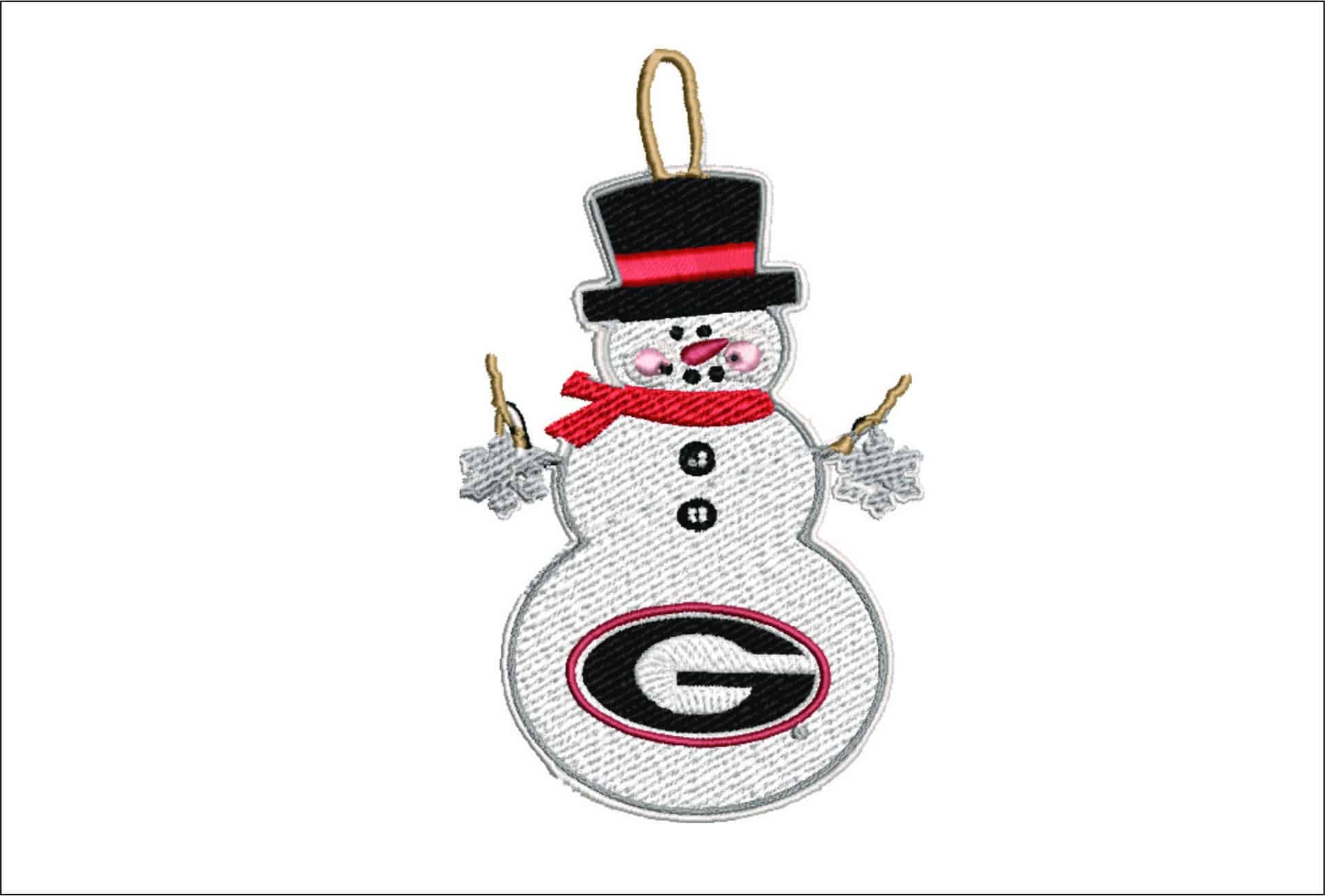 Georgia Snowman Christmas - embroidery file - instant download in a frame
