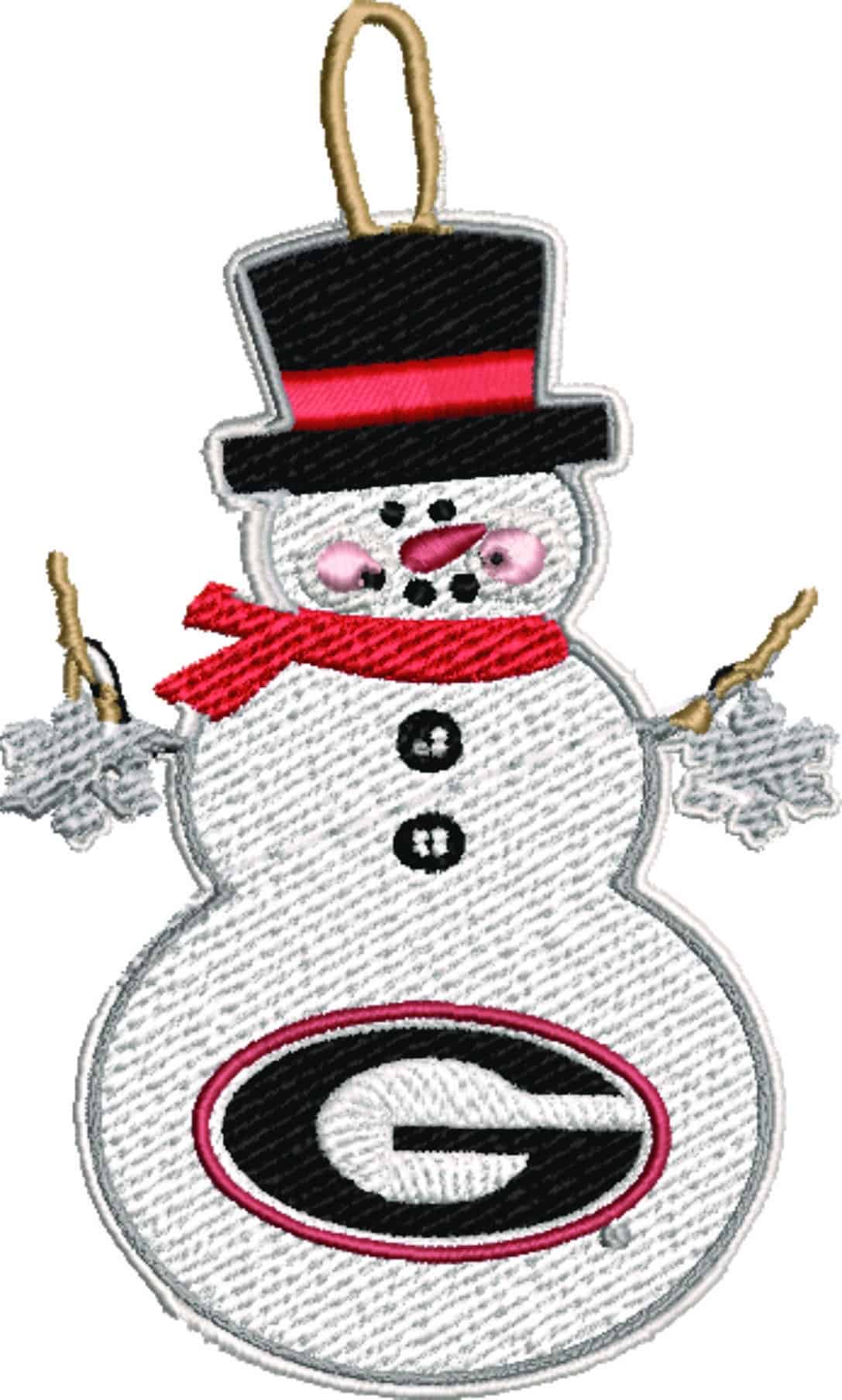Georgia Snowman Christmas - embroidery file - instant download in a frame — view 2